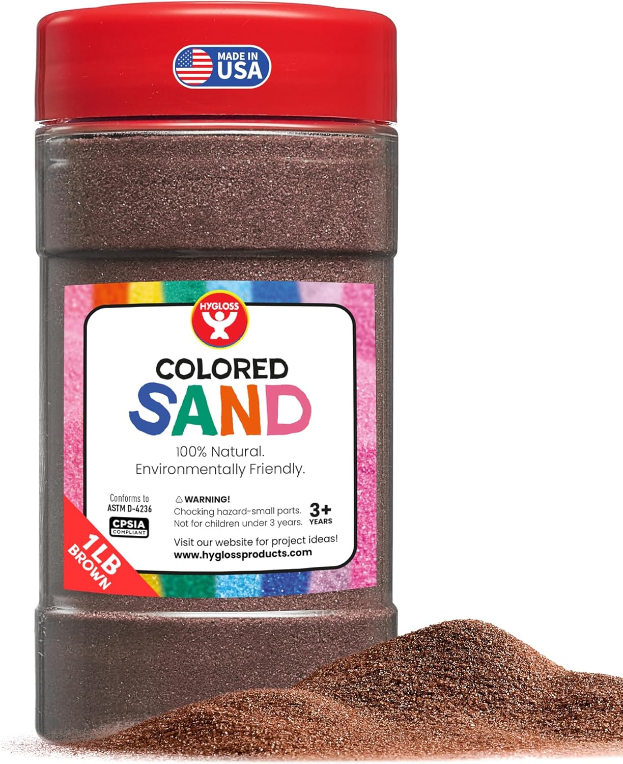 Hygloss Colored Sand for Crafts – 1 lb Bottle, Brown – Vibrant Colorful Fine Sensory Play Sand Art Kits for Kids – Classroom Activities for Children 3 4 5 6 7 8 9 10 11 12 – Safe for Ages 3+
