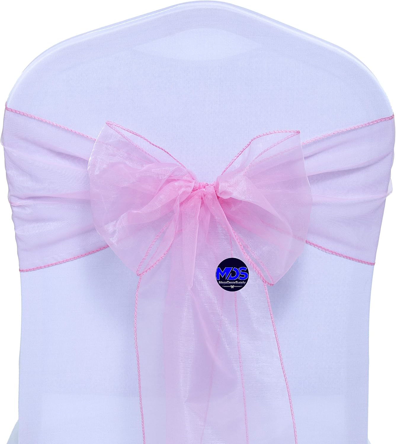 MDS Pack of 200 PCS Organza Chair Sashes Wider Dining Chair Bows Ribbon Tie Back for Wedding Party Birthday Bridal Shower Reception Event Banquet Home Chair Cover Decoration - Blush Pink