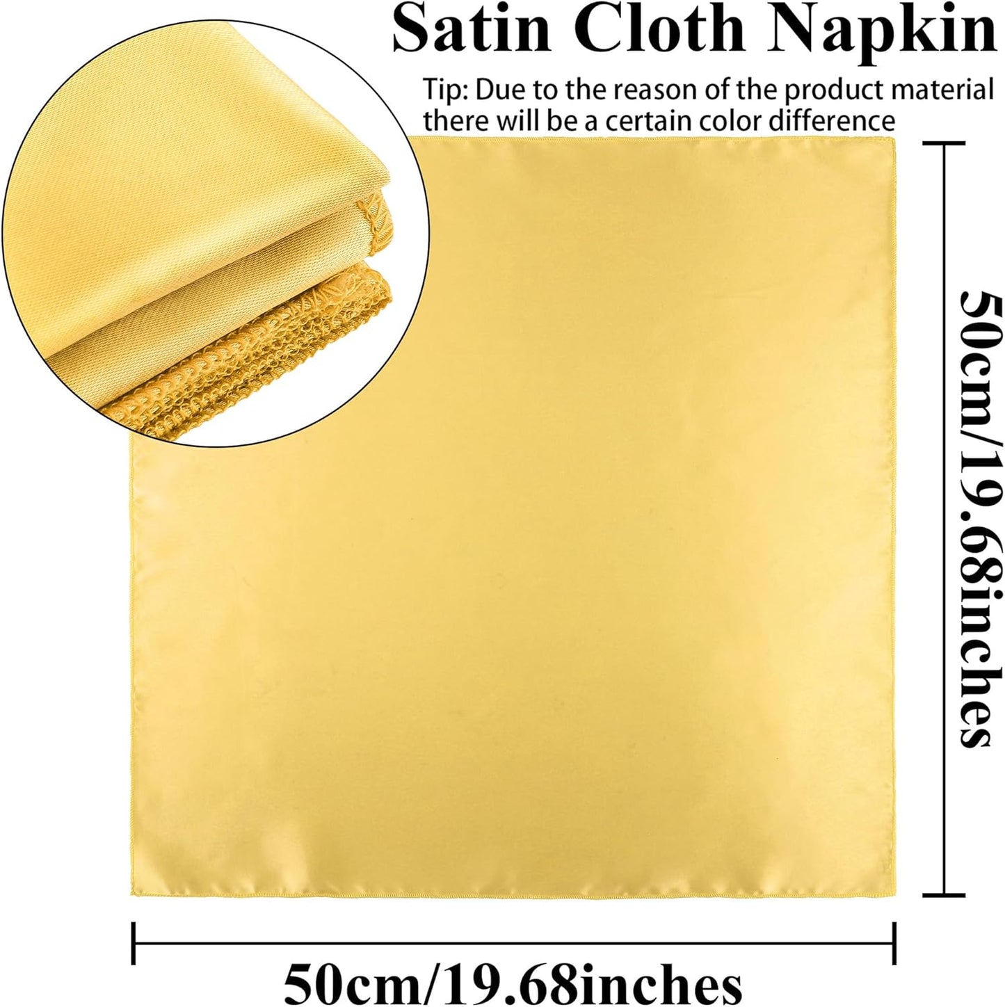 Aneco 12 Pieces Satin Napkin Square 20 x 20 Inches Dinner Napkins Weddings Party Napkin Soft Table Napkins for Romantic Weddings Party Dinner Decoration (Gold)
