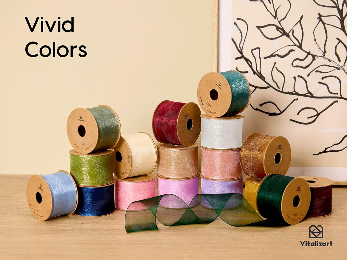 Vitalizart Pink Organza Ribbon 1.5" x 30 Yd Rose Gold Sheer Ribbons for Gift Wrapping Crafts Christmas Party Decor Bows Wedding Invitations Wreaths Bouquet