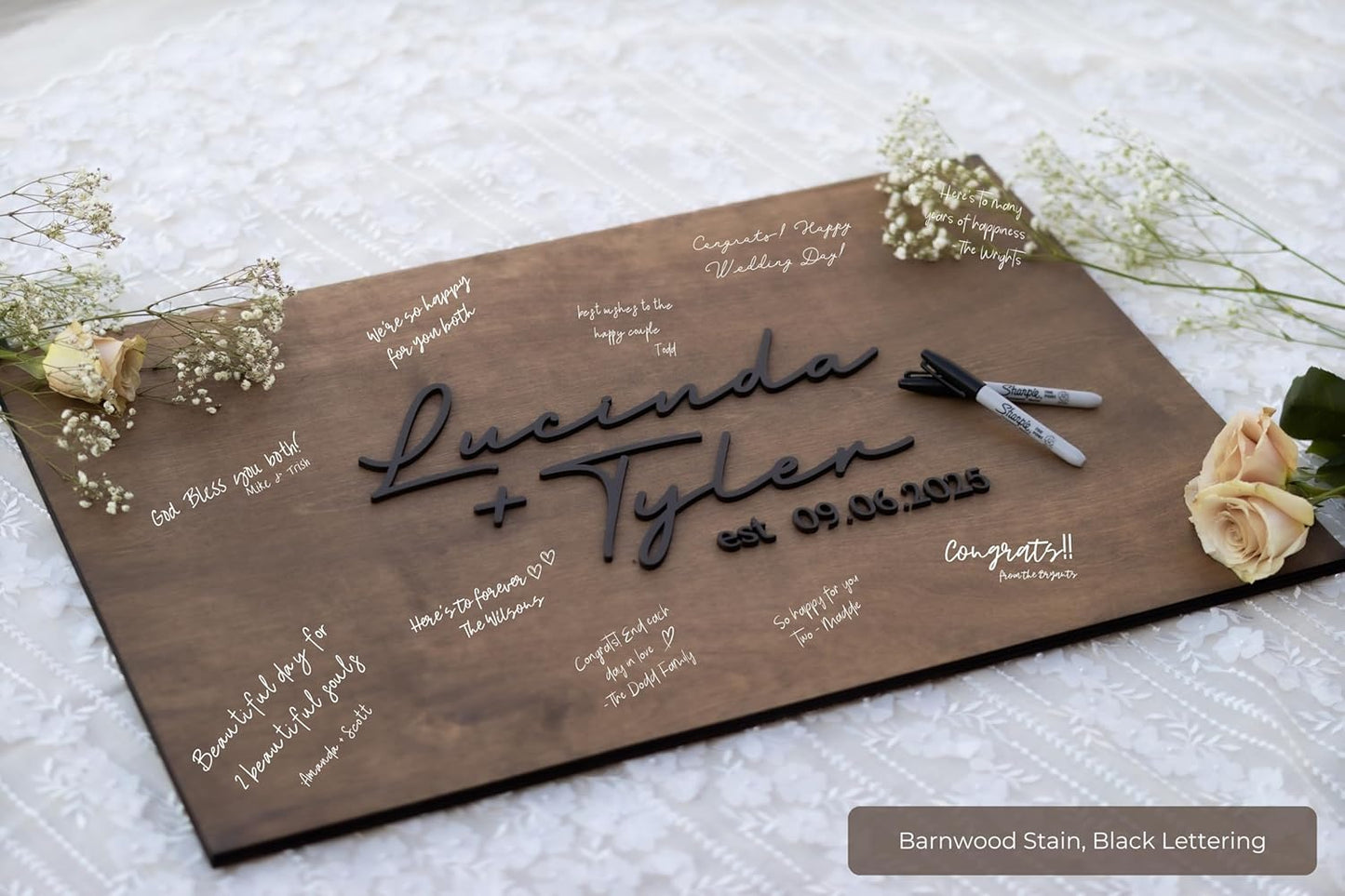 Personalized Last Name Guest Book, Unique Guest Book Sign, Custom Alternative Guest Book, Wooden Guest Book, Wedding Ceremony Guestbook Sign (Design 7)