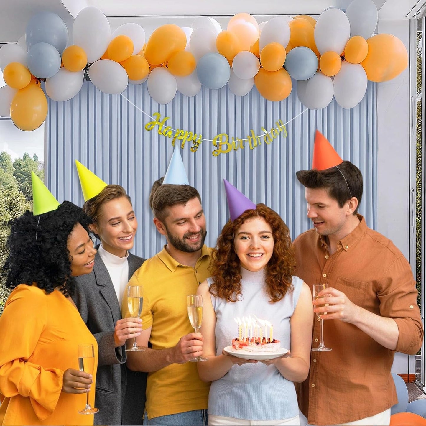 10 x 7 Feet Purple Gray Backdrop Curtain for Partie, Background Curtains for Photoshoot, Birthday, Wedding, Halloween, Thanksgiving, Christmas Day, New Year Party Decorations 5Ft x 7Ft, 2 Panels