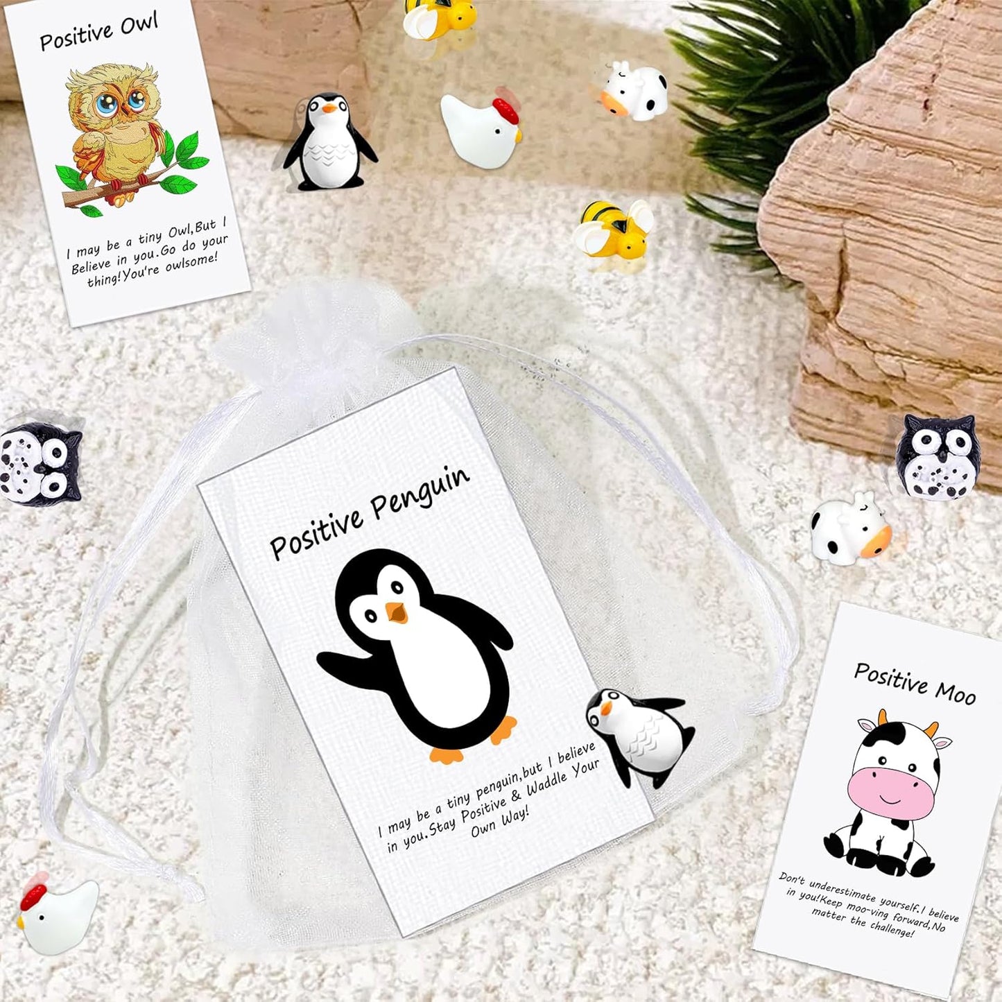 20 Set Employee Appreciation Gifts Bulk for Thank You Staff Back to School Student Teacher Office Coworker Nurse Pocket Gift Favors Animal Pun Inspirational Note Cards Animal Favors Penguin Bee Owl
