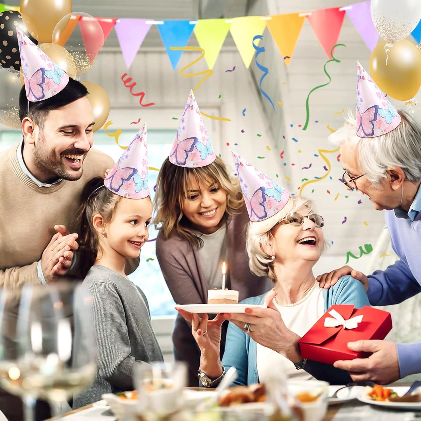 CANREVEL 12 PCS Party Hats for Kids and Adults, Party Headwear, Happy Birthday Hats, Birthday Party Decorations