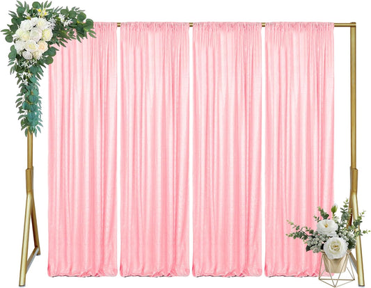 ShinyBeauty Pink Sequin Backdrop 4x10ft Sequin Backdrop Curtains 4 Pack Backdrop for Party Sparkly Curtain Selfie Wall for Parties Wedding Decoration