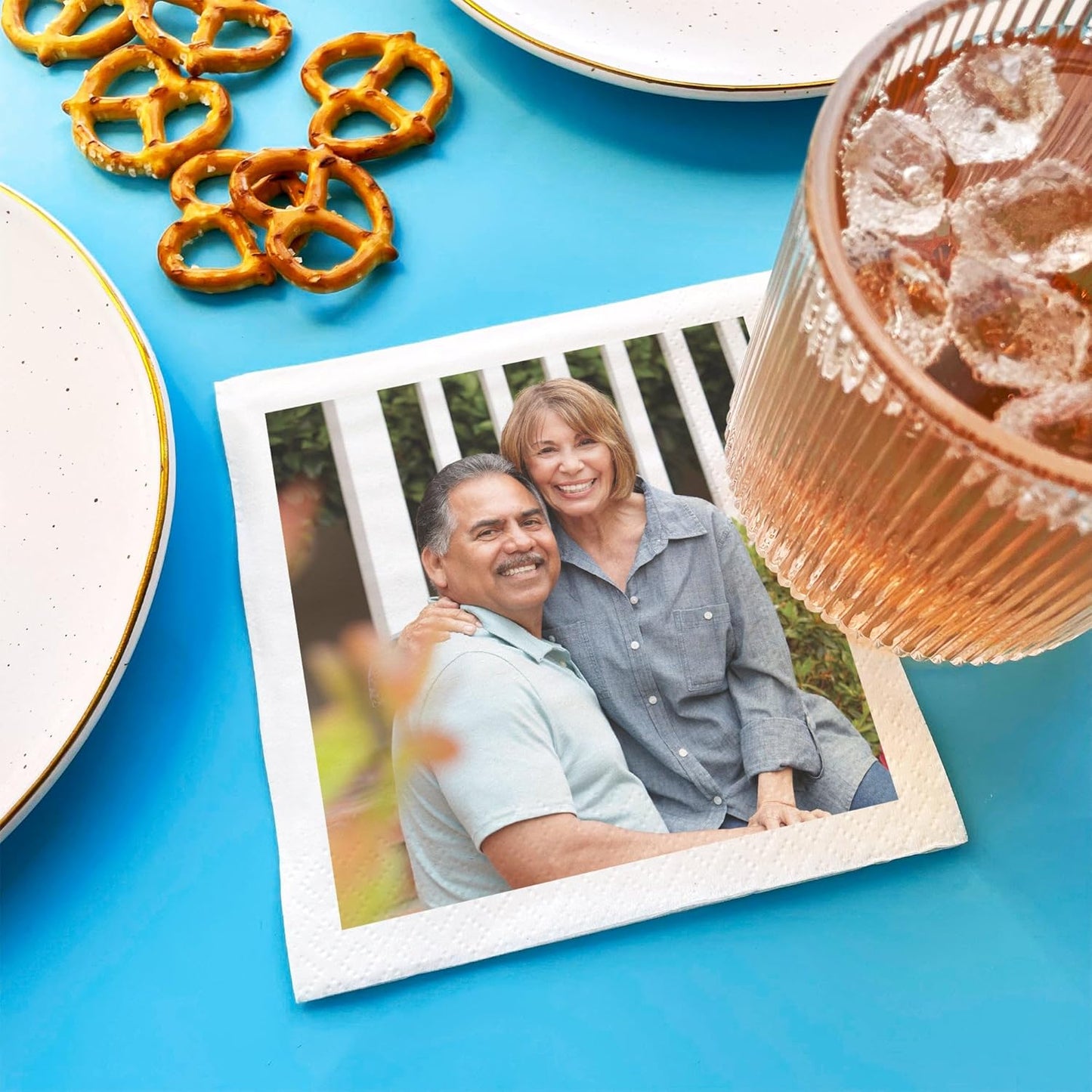 Big Dot of Happiness Custom Photo Party Napkins, Personalized Engagement, Wedding, Graduation, Birthday Decor, White 3-Ply Paper Luncheon Napkins - 50 Count