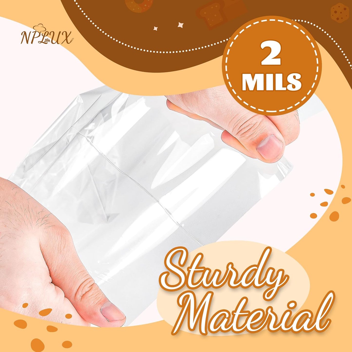 NPLUX 100 Pack Cellophane Bags Small Plastic Cookie Bag Clear Treat Bags with Twist Ties for Small Gift Party Favors, Bakery, Candy, Popcorn(4×6In)