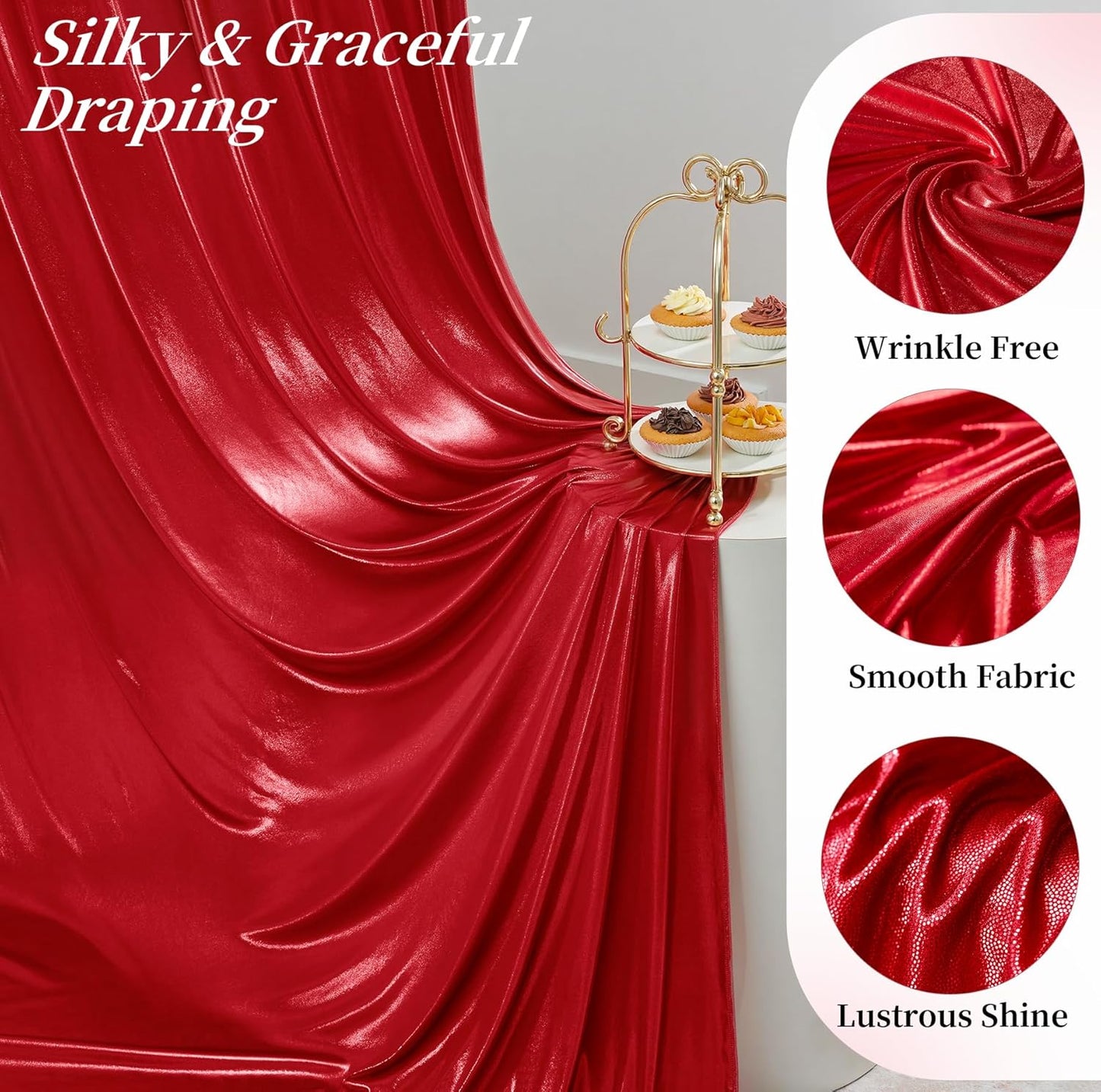 10ftx10ft Red Sequin Backdrop Curtain for Parties, Wrinkle Free Thick Glitter Sparkle Photo Backdrop Drapes 2 Panels 5x10FT Shimmer Back Drop Cloth for Wedding Birthday Photography Background