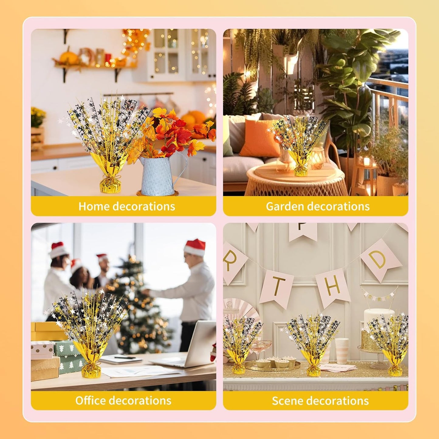 6 Pack Star Table Centerpieces for Party, Birthday Table Decorations for Kids Adults, Party Centerpieces for Tables for Wedding Baby Shower Graduation Holiday Event (Gold Silver Black)