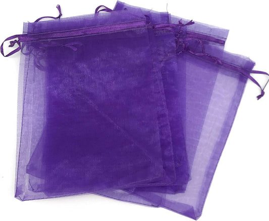 TheDisplayGuys 100-Pack 6x8 Purple Sheer Organza Gift Bags with Drawstring, Jewelry Candy Treat Wedding Party Favors Mesh Pouch