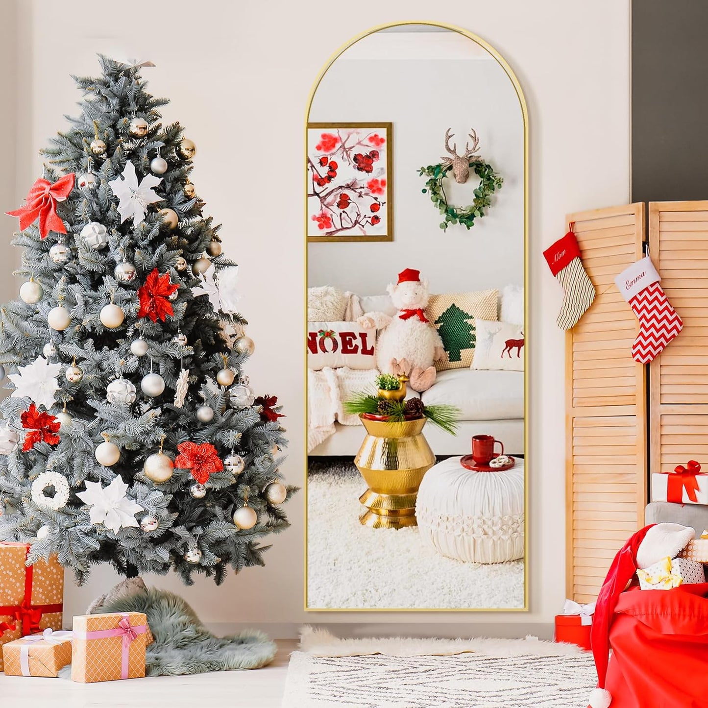 Full Length Arched Mirror, 70"x24" Standing Floor Full Body Mirror for Wall with Aluminum Alloy Frame for Bedroom, Living Room, Dressing Room(Gold)