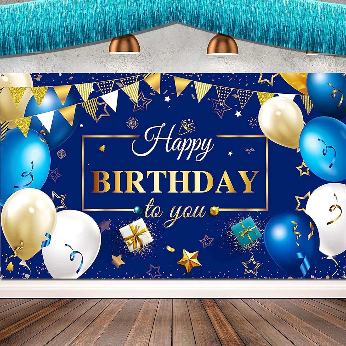 6 Pack 10 Feet Foil Fringe Garland Metallic Tinsel Streamers Banner Wall Hanging Curtain Backdrop Banner for Parade Floats, Thanksgiving, Christmas, Birthday, Halloween Party Decorations(Lake Blue)