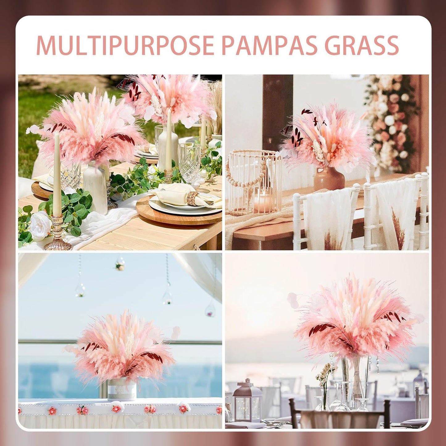 N&T NETING 85Pcs Pink Pampas Grass Decor, Natural Dried Floral Pampas Grass, Boho Home Decor, Fluffy Dried Pompas Grass for Home Wedding Boho Beach Theme Bedroom Decor