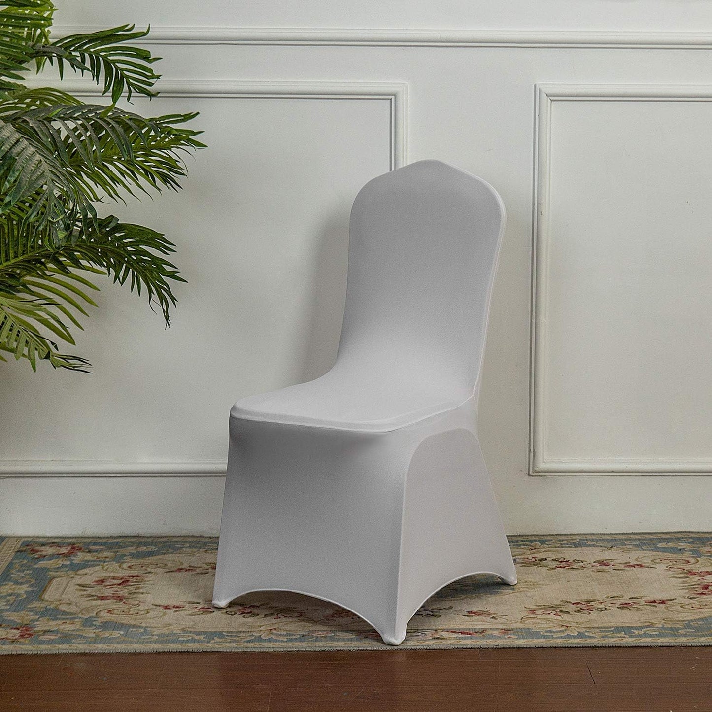 Peomeise 50pcs Stretch Spandex Chair Cover for Wedding Party Dining Banquet Event (White, 50)