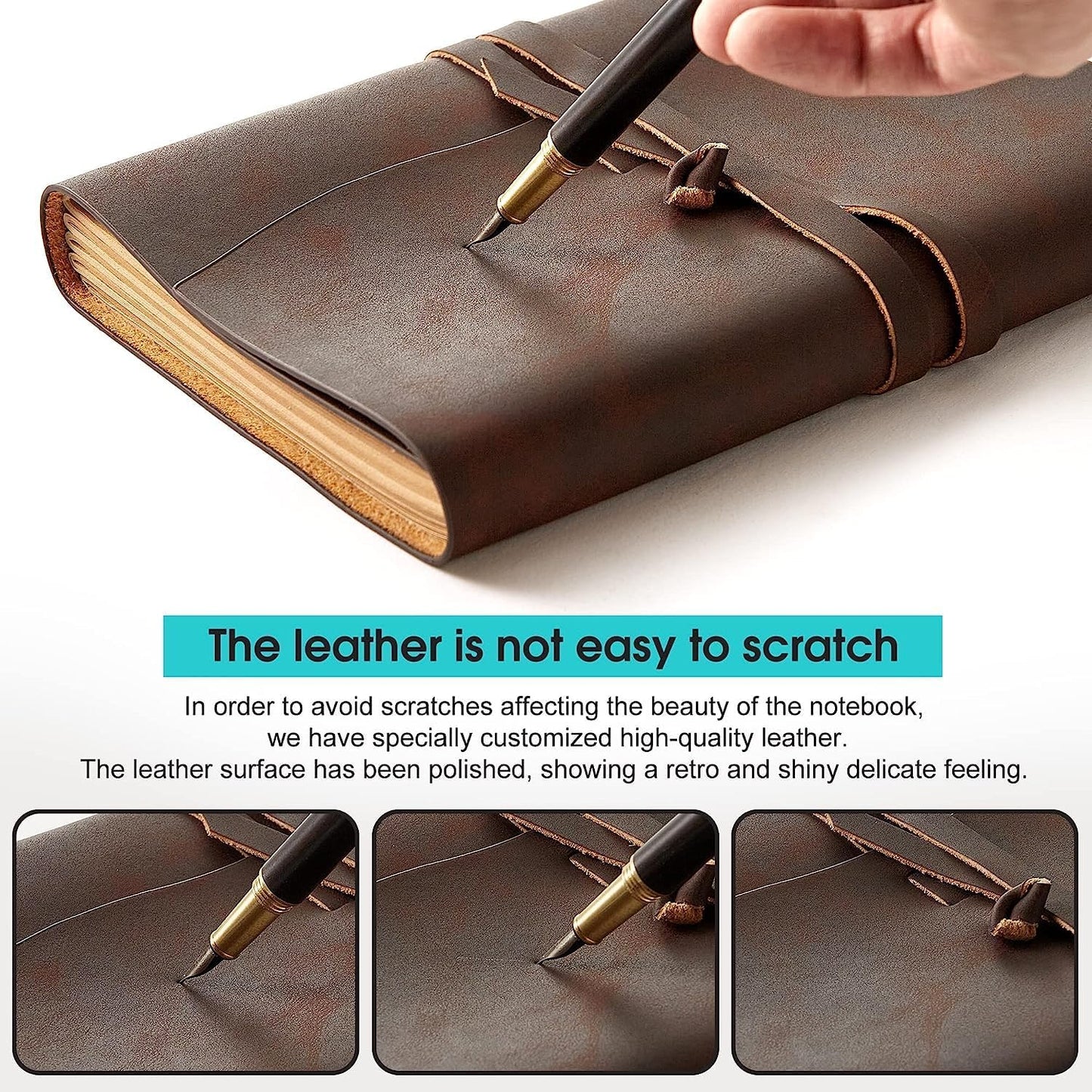 Genuine Leather Notebook - 5x7.1 Inch Vintage Journal for Writing, Travel, Artists, Women and Men - Blue