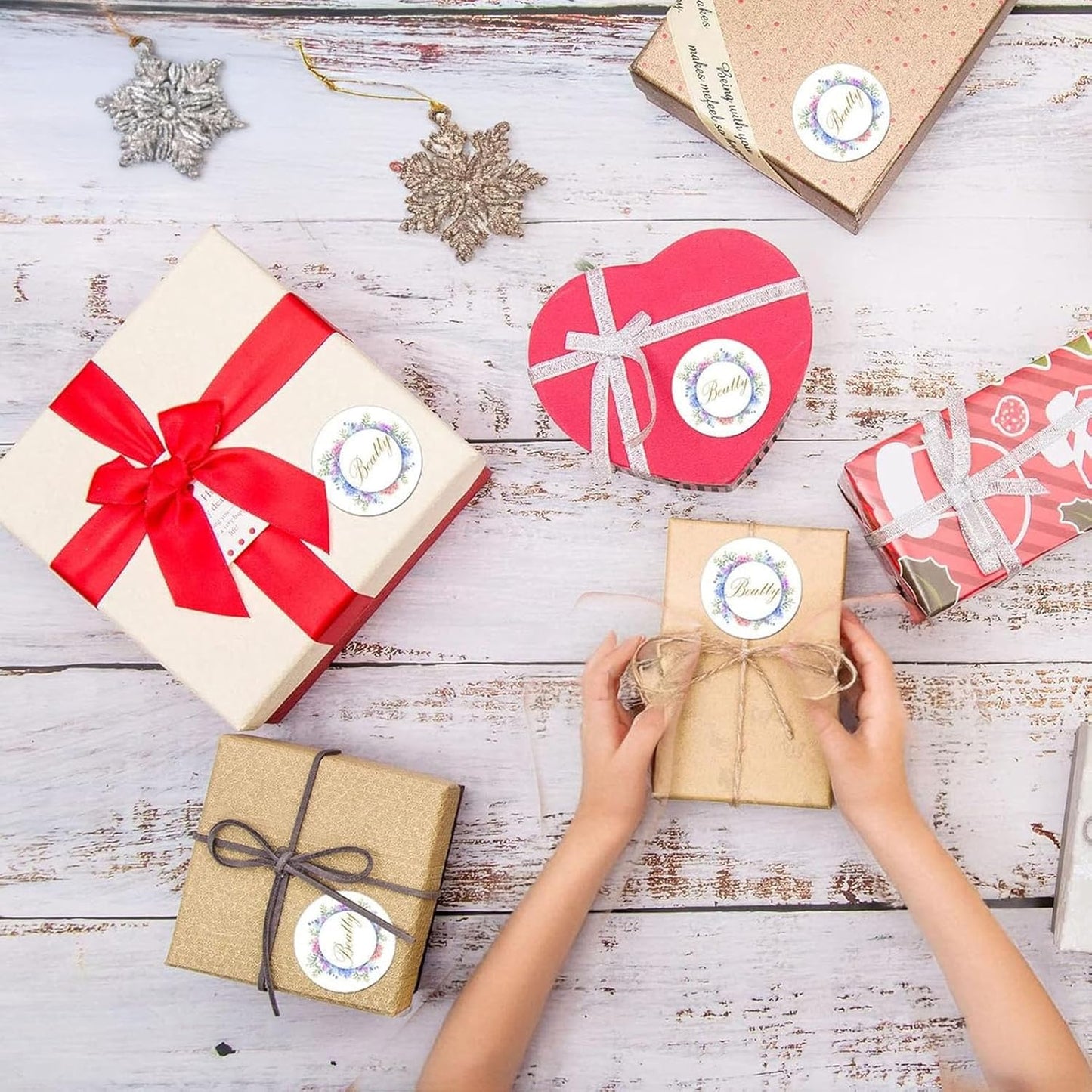 Custom Stickers for Weddings, Birthdays & Businesses - Personalized Labels with Your Logo - Waterproof, Fade and Heat Resistant - Pack of 100-1000 (Wreath O, 2 Inch)