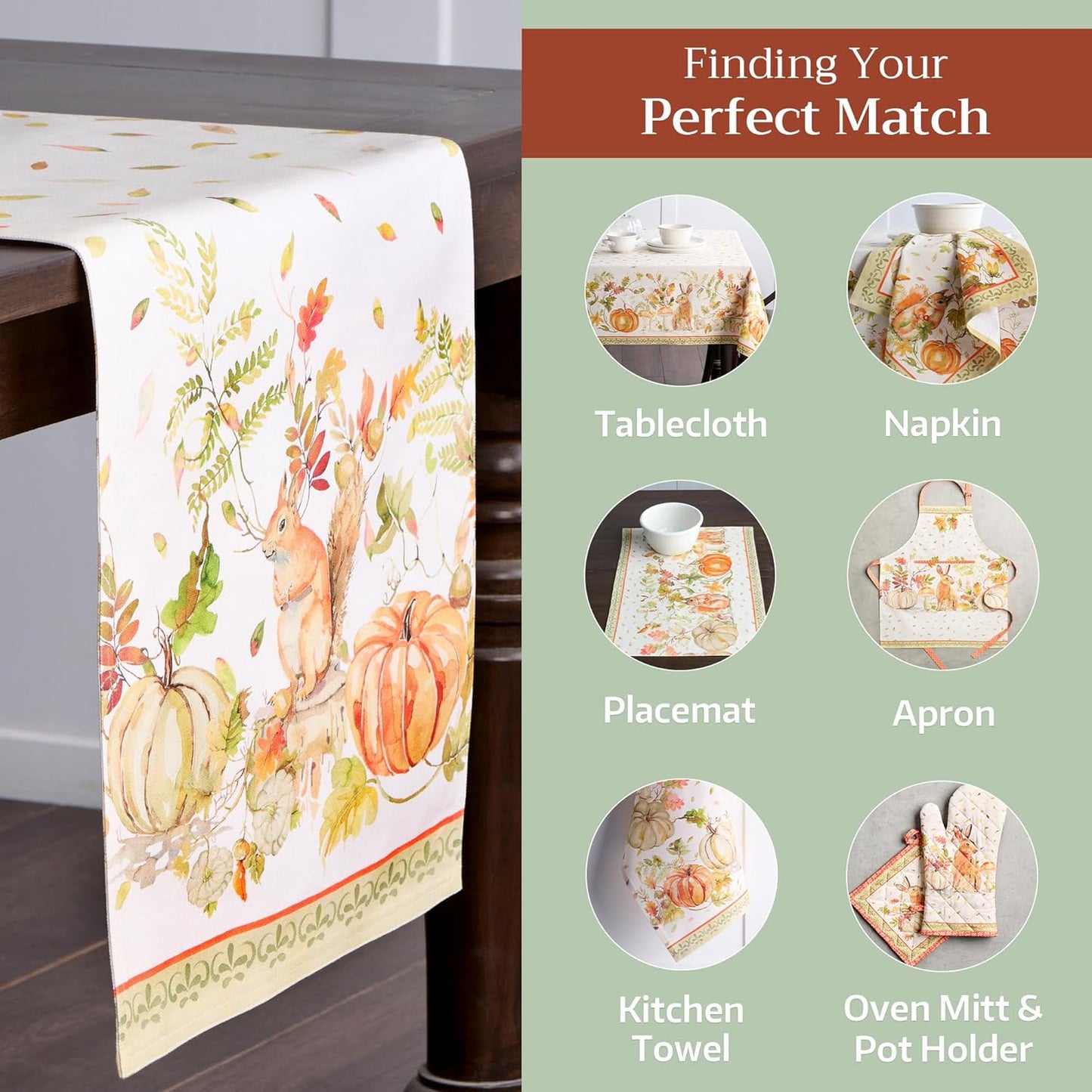 Maison d' Hermine Table Runner 100% Cotton Double Layer Table Runners 108 inches Long Decorative for Home Kitchen Dining Party Baby Shower Wedding Bridal Shower (Pumpkin Passion, 14.50" x 108")