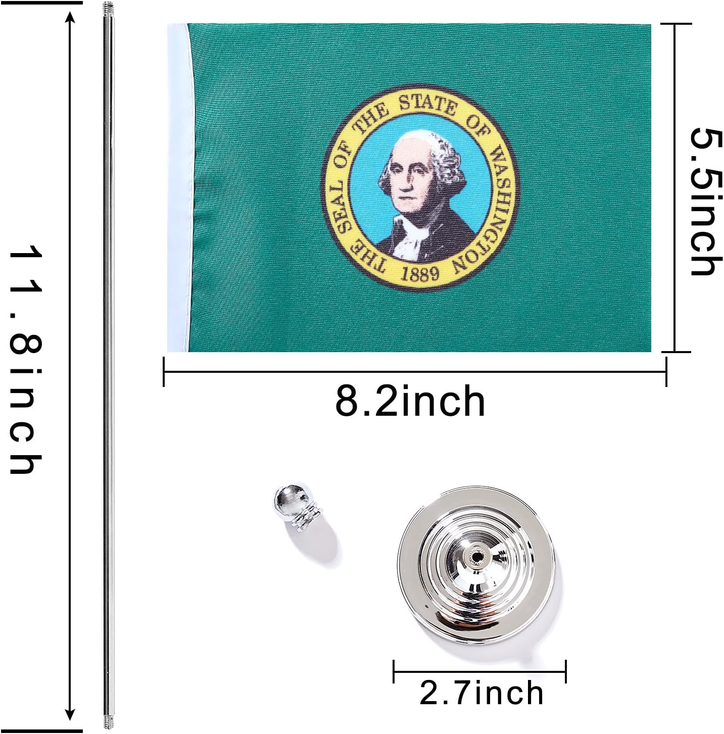 ZXvZYT 2 Pack American US Washington flag USA Washington WA State table flag,Small Mini United States Desk Flags With Stand Base,for U.S. States Party Events Celebration Decorations Supplies