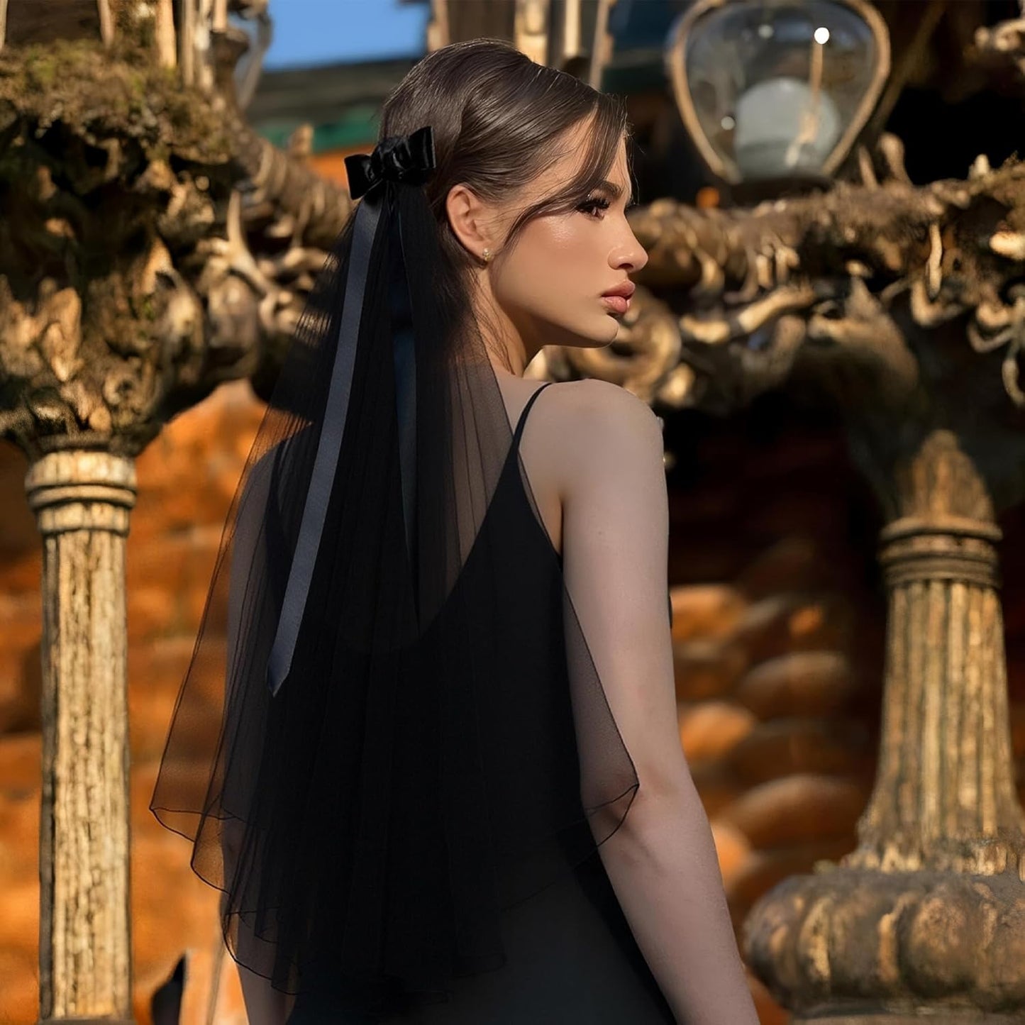 Ayliss Women Mesh Veils Black Bridal Birdcage Short Wedding Face Veil with Clip Tulle Gothic Bride Halloween Costume