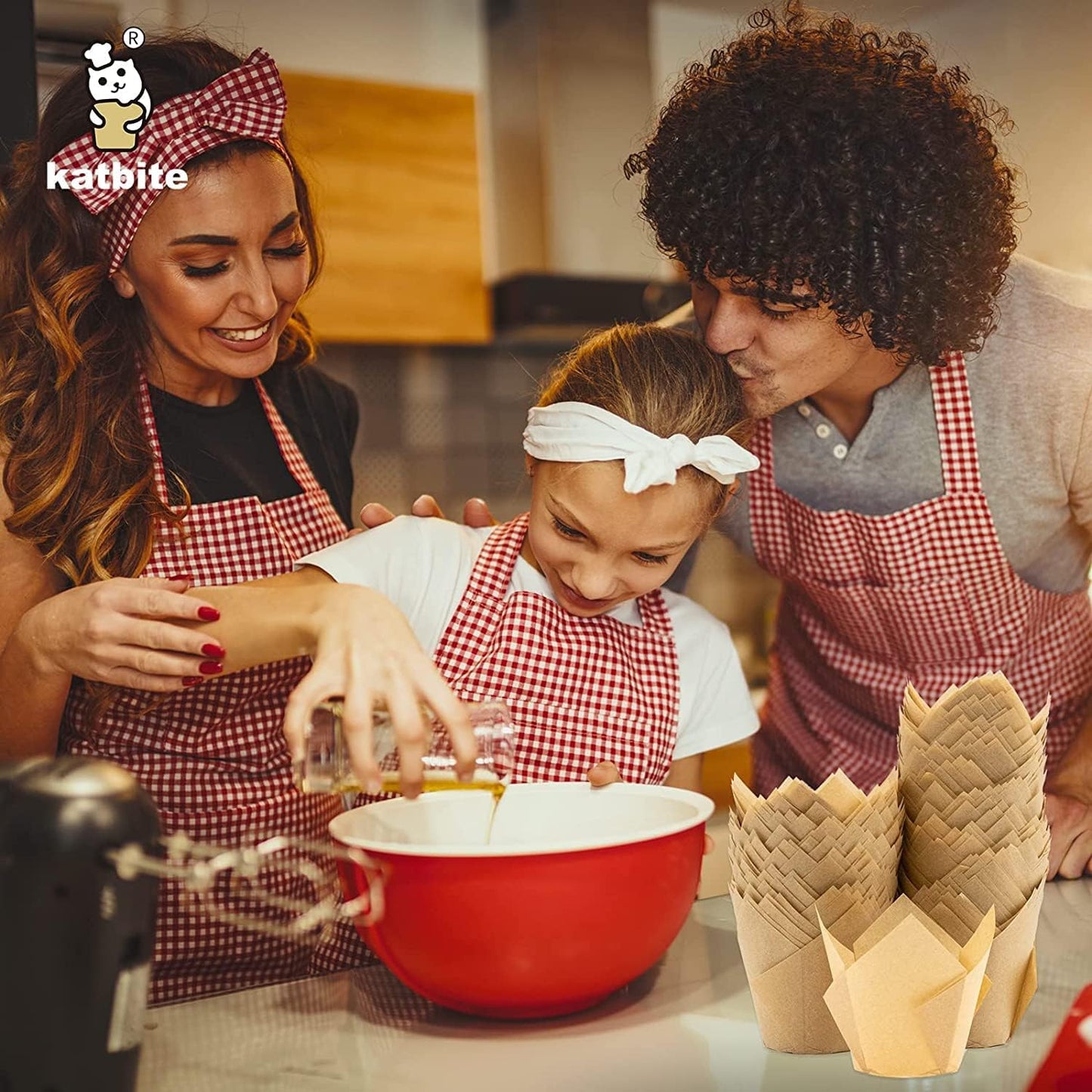 Katbite Tulip Cupcake Liners 200PCS, Muffin Baking Cupcake Liners Holders, Baking Cups (Nature)