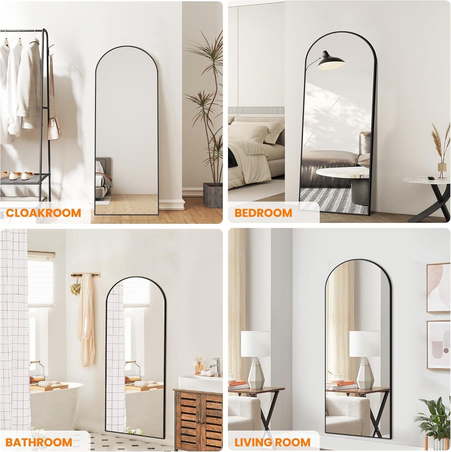 Arched Full Length Mirror, 56"x20" Gold Standing Body Mirror for Wall, with Aluminum Alloy Frame for Bedroom, Living Room, Dressing Room