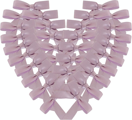 50pcs 1-1/2" Lavender Satin Ribbon Bows with Twist Ties Mini Ribbon Bows for Candy Partiy Decoration Gift Packing&Wrapping Accessoried(Lavender)