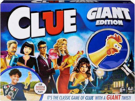 Spin Master Games, Clue Giant Edition, Family Game for Indoor & Outdoor Fun with Big Oversized Board, for Family and Kids, 2-4 Players, Ages 6 & Up