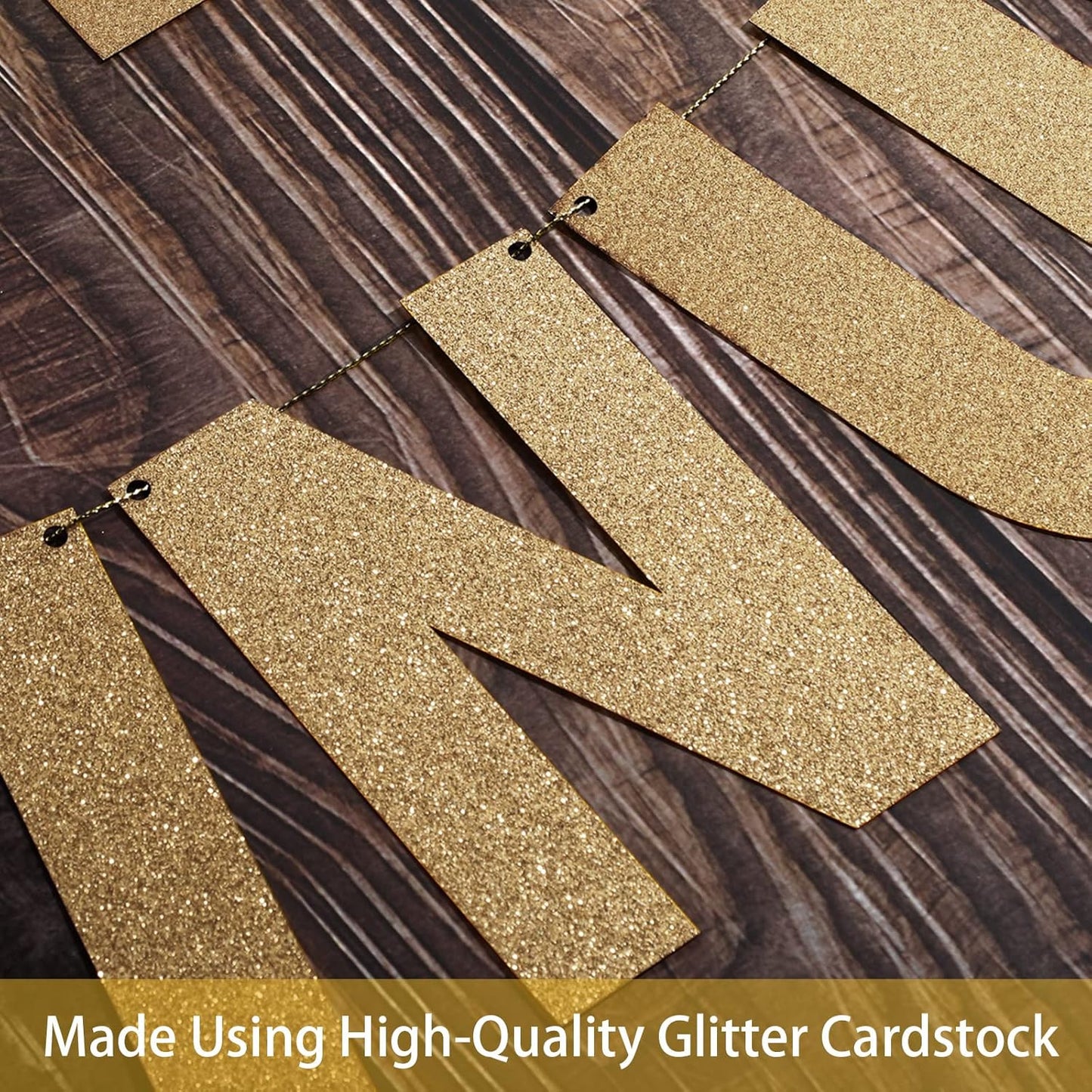 TaoBary 112 Pcs DIY Letter Kit Glitter Customizable Banner Letters Include 107 Letters and Numbers 3 Rope and 2 Needles for Birthday Halloween Christmas Wedding Valentine Party Decor(Champagne Gold)