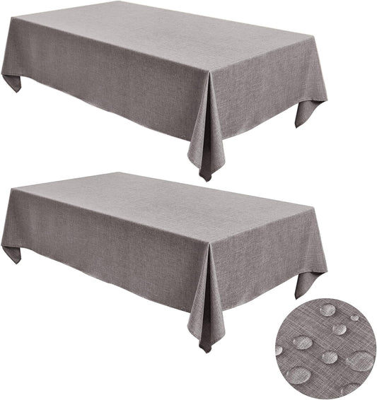 Fitable Faux Linen Tablecloths for Rectangle Tables: Water & Stain Resistant Farmhouse Table Cloth, Washable Burlap Textured Table Covers for Kitchen Dining Party(2 Pack, 52x70 Inch, Stone)