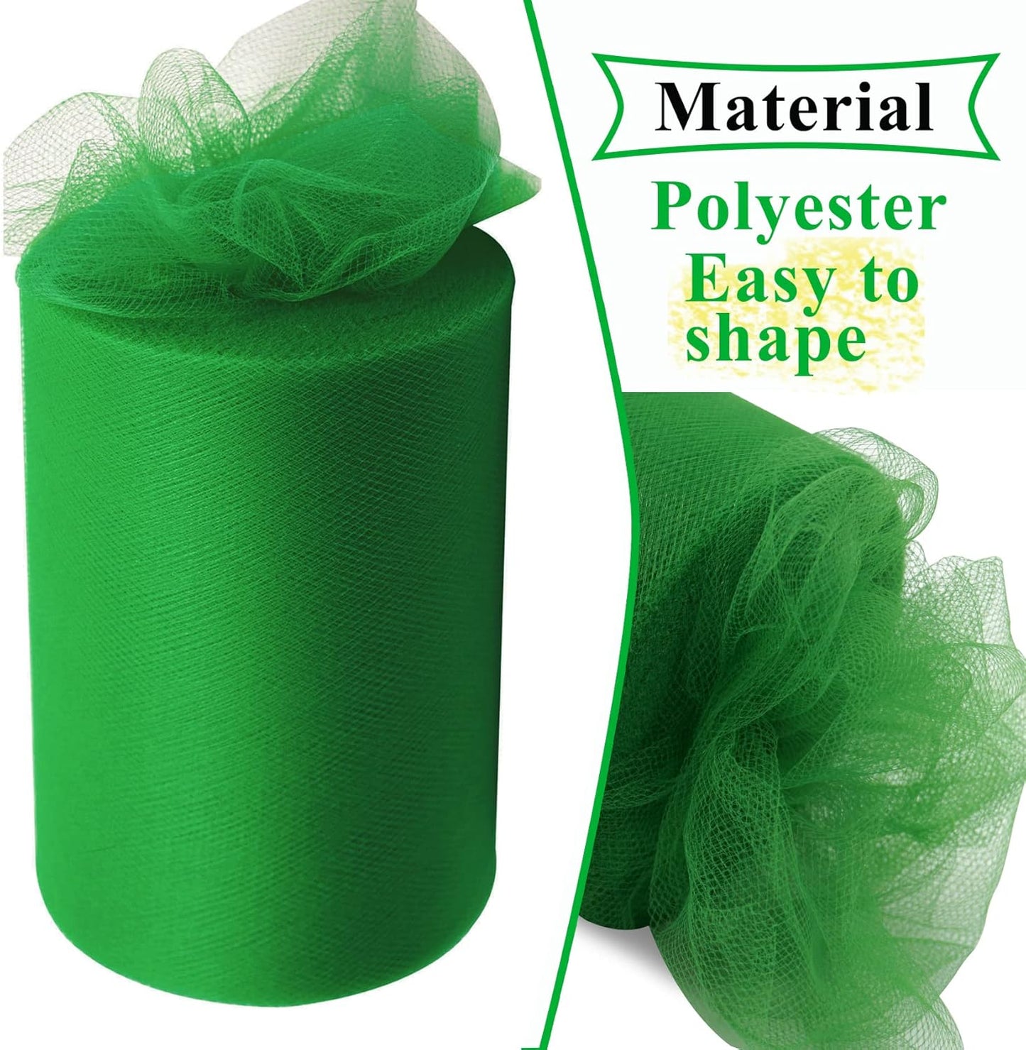 Emerald Green Tulle Fabric Rolls 6 Inch by 100 Yards (300 feet) Fabric Spool Tulle Ribbon for DIY Tutu Christmas Gift Wrapping Bow Baby Shower Birthday Party Wedding Decorations Craft Supplies