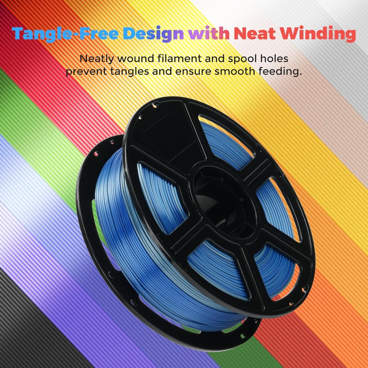 FLASHFORGE Silk Dual Color Filament, Blue to Silver Gradient, Smooth Color-Changing 3D Printer Filament 1kg (2.2lbs) Spool, 3D Printing Filament Easy to Use and Fits for Most FDM 3D Printers