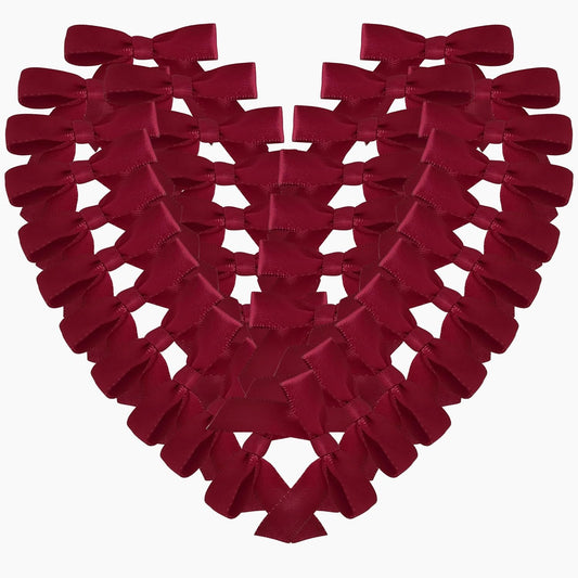 50pcs 1-1/2" Burgundy Satin Ribbon Bows Without Twist Ties Giant Bows for Christmas Holiday Gift Packing&Wrapping (Burgundy)