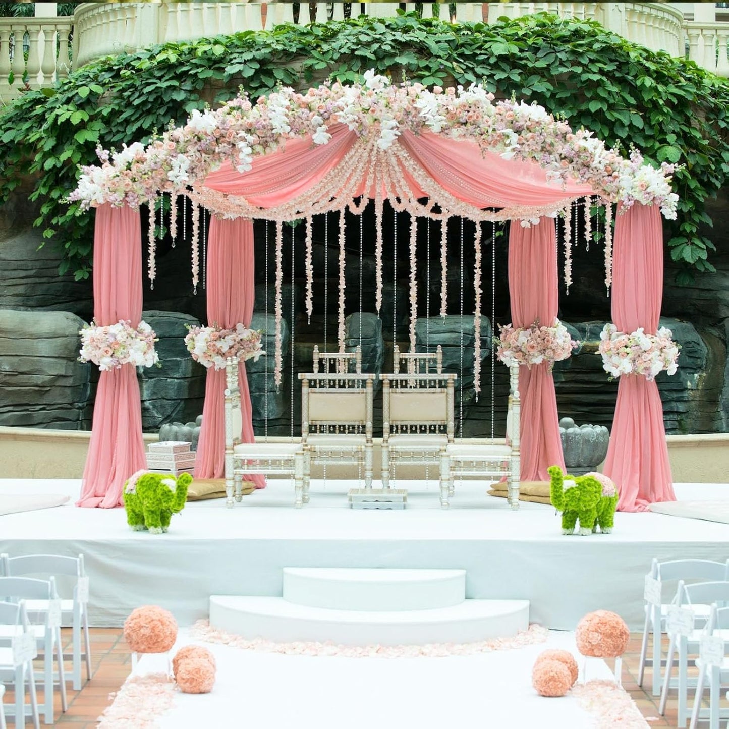 10 x 7 Feet Peachy Backdrop Curtain for Partie, Background Curtains for Photoshoot, Birthday, Wedding, Halloween, Thanksgiving, Christmas, New Year Party Decorations 5Ft x 7Ft, 2 Panels