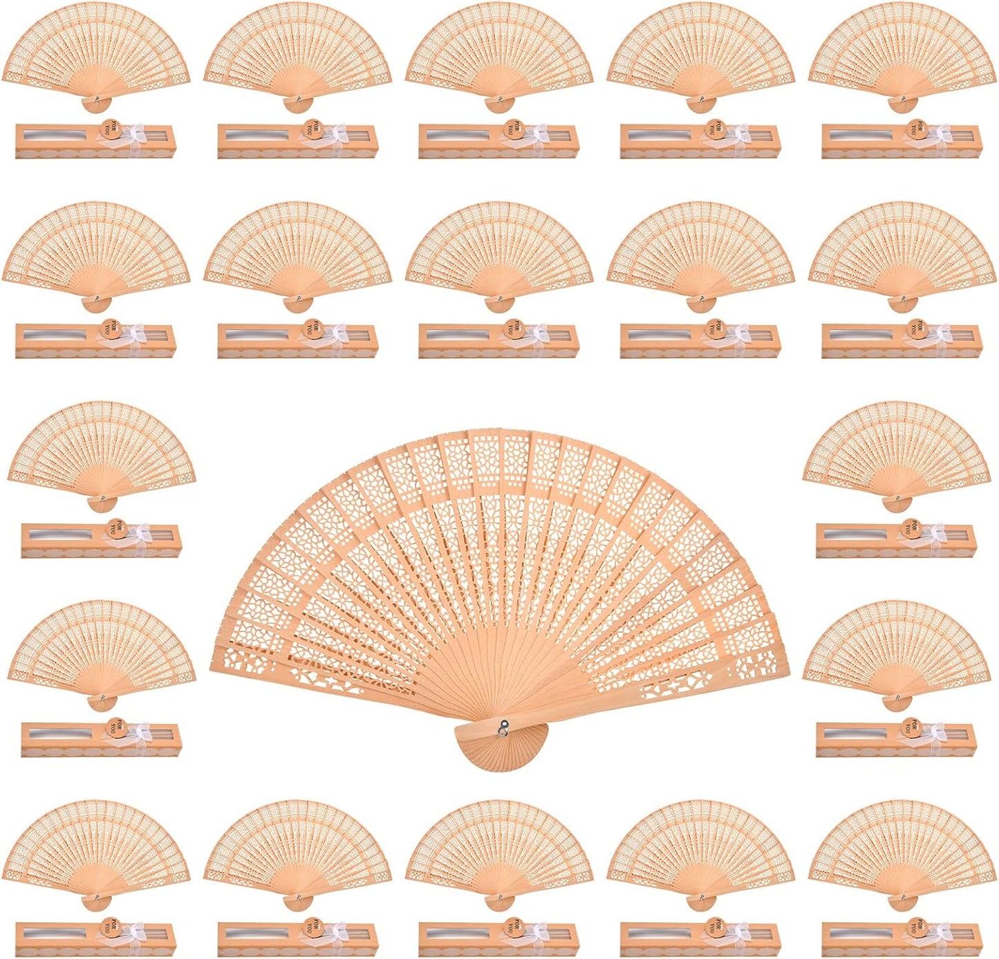 36-Piece Wooden Gift Box Wrapped with Hand-held Folding Fan or Wedding Gift, Bride Gift Party Home Decoration Birthday Gift