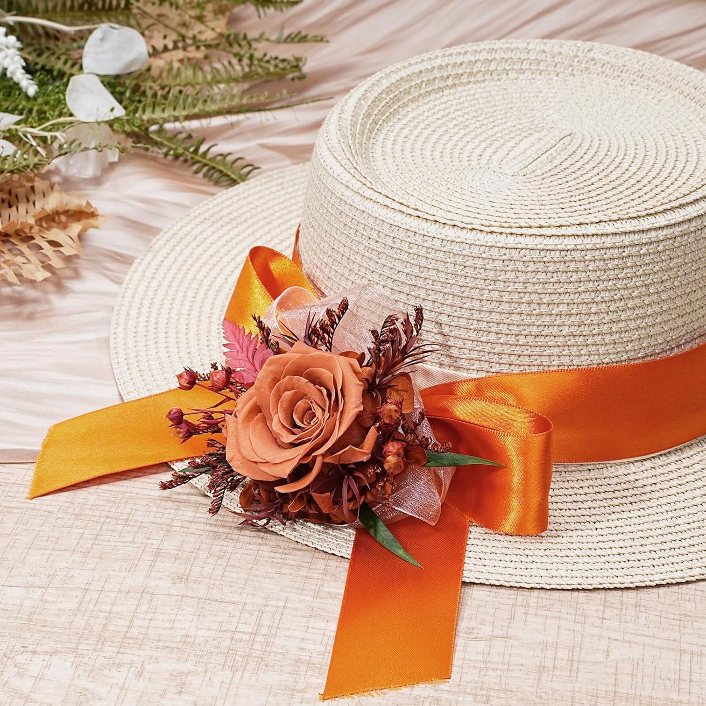 LaRibbons Orange Ribbon 1 1/2 Inch 25 Yards Luxury Double Faced Russet Orange Silk Ribbon for Flower Bouquet Crafts Gift Wrapping Wedding Party Decoration