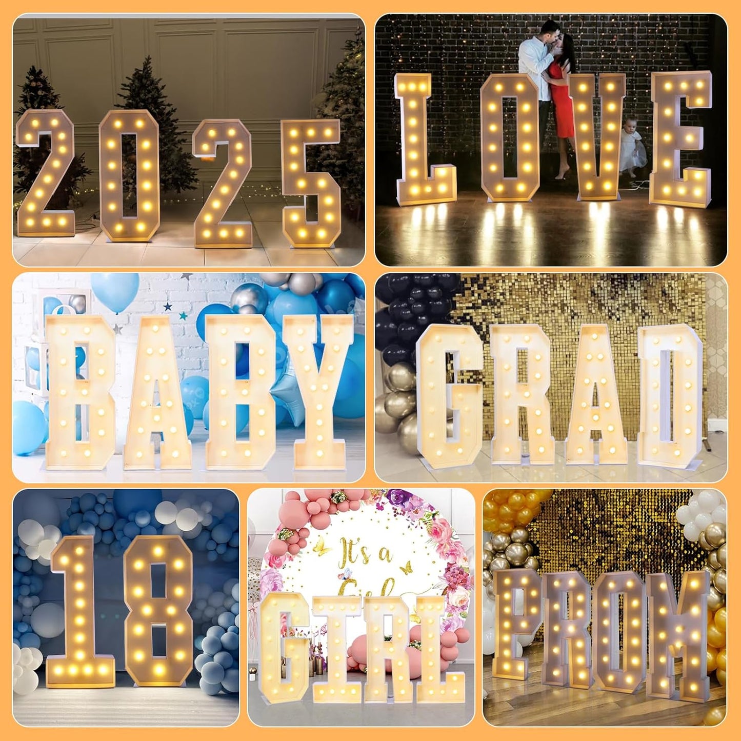 4ft Marquee for Letters L, Large Light up Letters, Will You Marry Me Sign Letters 4 Feet Tall for Party Decorations, Letter Balloons, Wedding Decor, Proposal Decorations (Letters L)