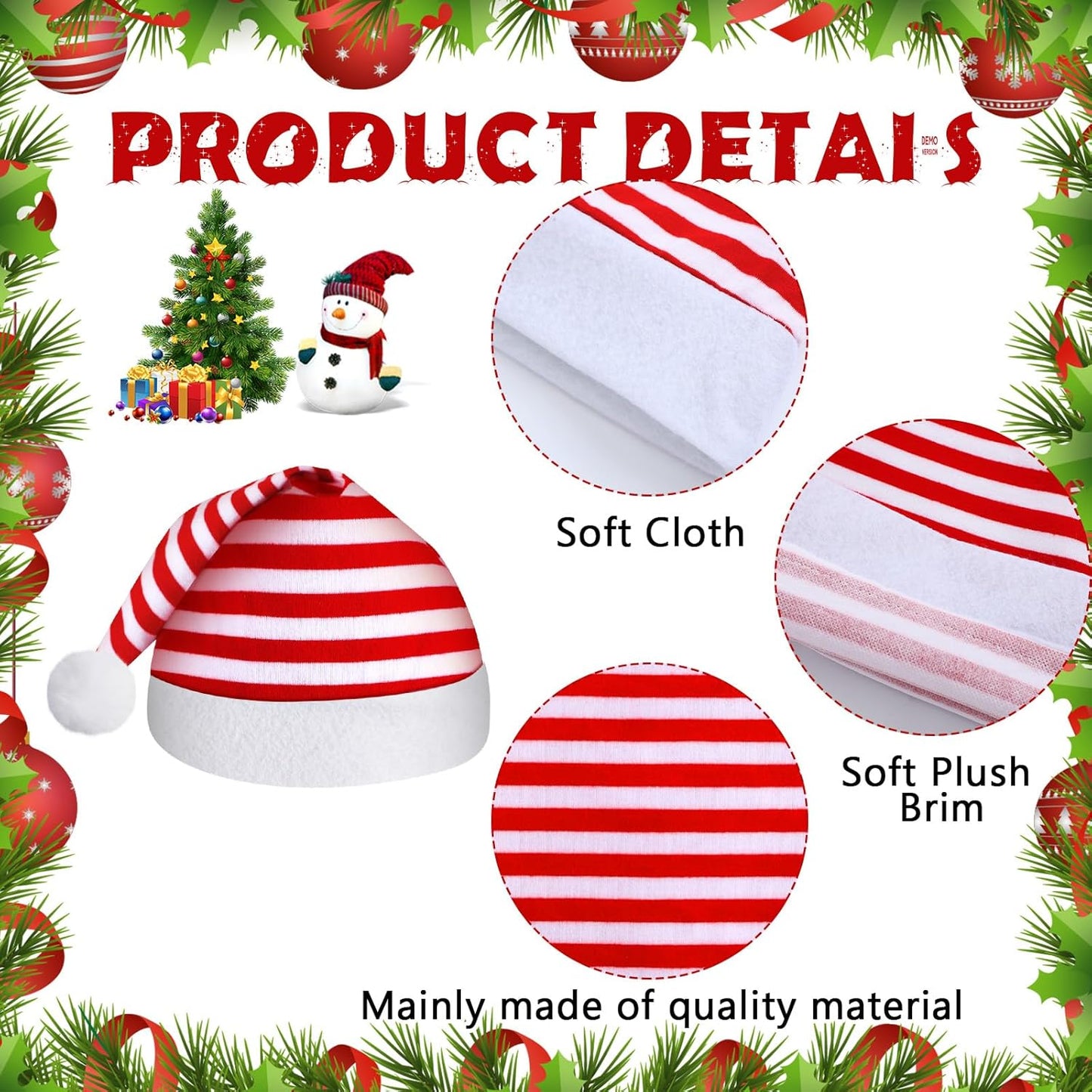 SATINIOR 12 Pieces Santa Hats Christmas Non Woven Fabric Hat for Holidays Xmas Party Supplies