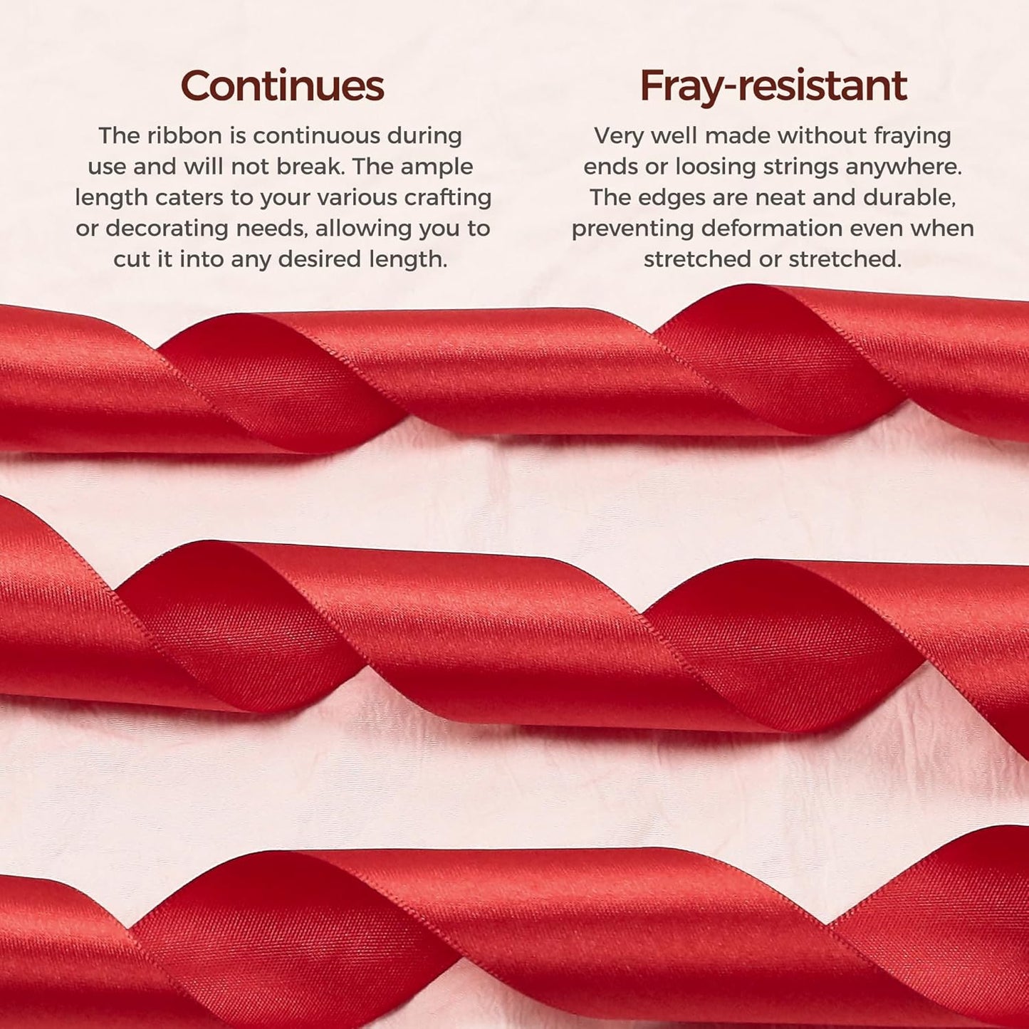 Red Satin Ribbon 1-1/2 inch X Continuous 25 Yards, Single Face Polyester Ribbon Perfect for Gift Wrapping, Flower Bouquet, Wedding Decor, Crafts, Bow Making, Sewing and More