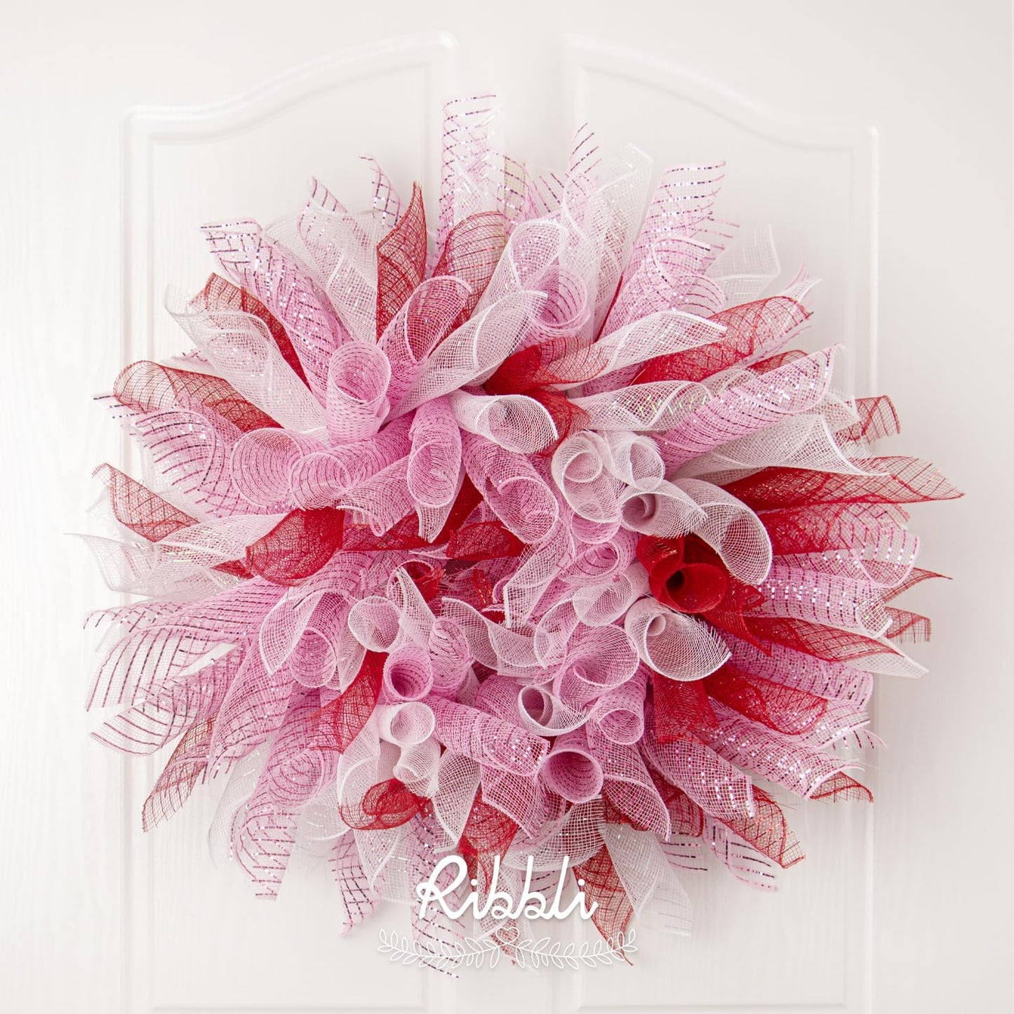 Ribbli 2 Rolls Light Pink Mesh Ribbon,10 inch x 30 feet(10Yard) Each Roll,Metallic Light Pink with Pink Wide Foil,Use for Wreaths Swags,Valentine’s Day and Christmas Decoration