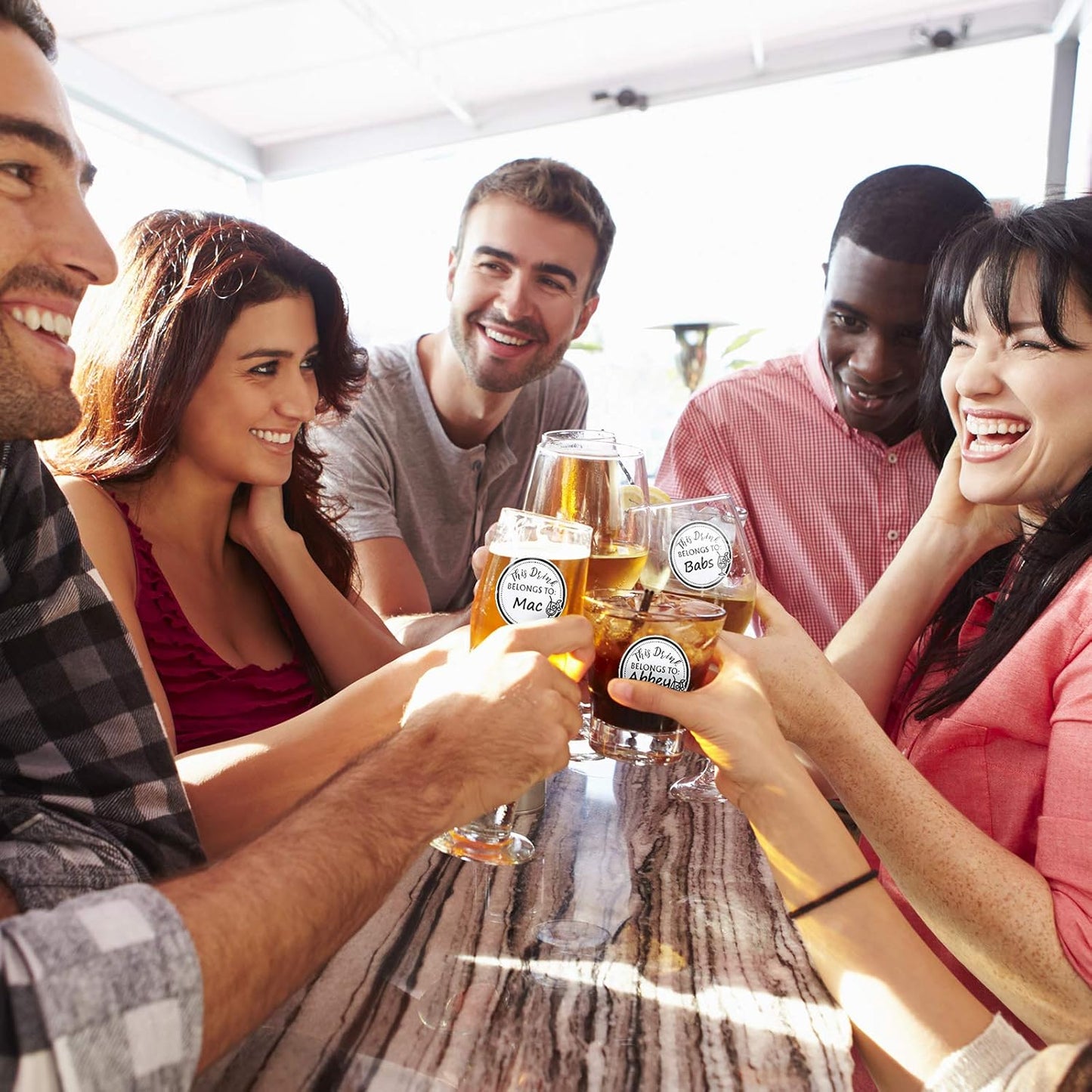 Zonon 600 Pieces Drink Stickers for Cups, Water Bottles, Blank Drink Labels This Belongs to Stickers for Wedding Reception, Birthday Party, Holiday Party, Custom Blank Cup Name Tags