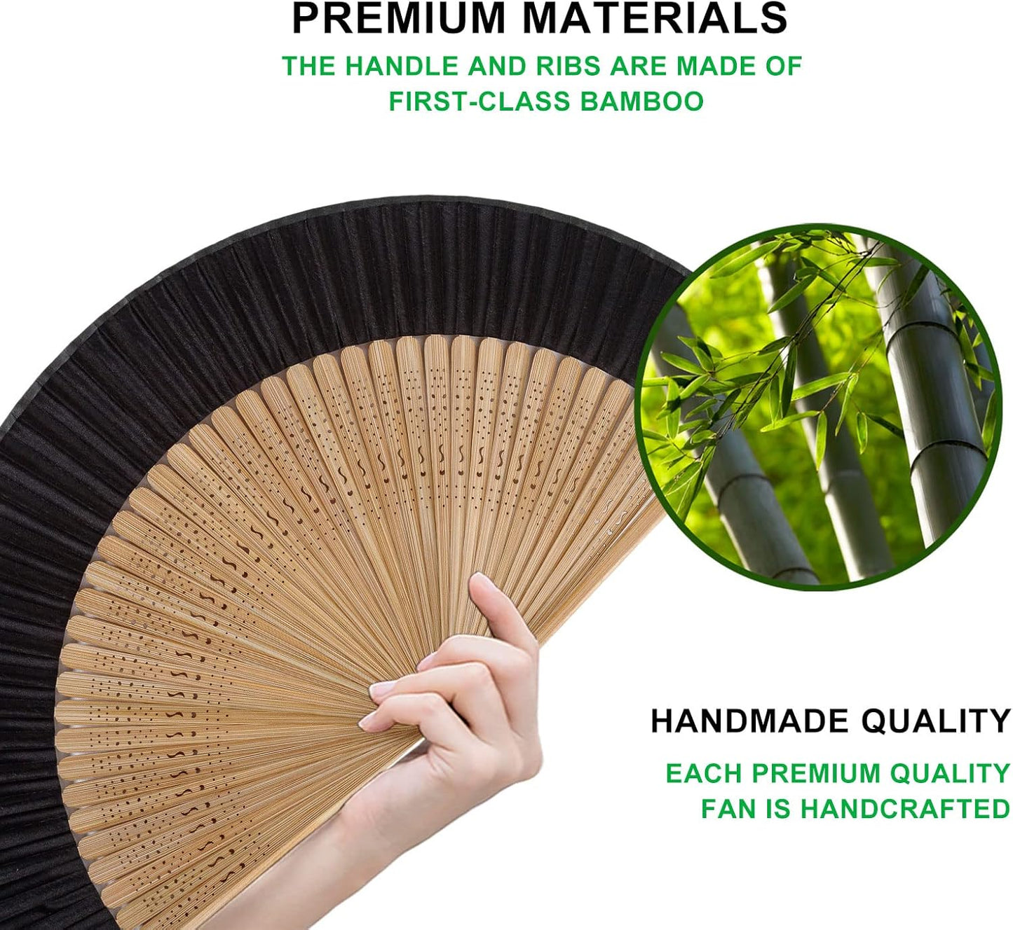 Amajiji 8.27"(21cm) Hand Held Bamboo Silk Folding Fan Hand Fan,Chinese/Japanese Charming Elegant Vintage Retro Style,Women Ladys Girls Best Gifts (Sexy Bamboo)