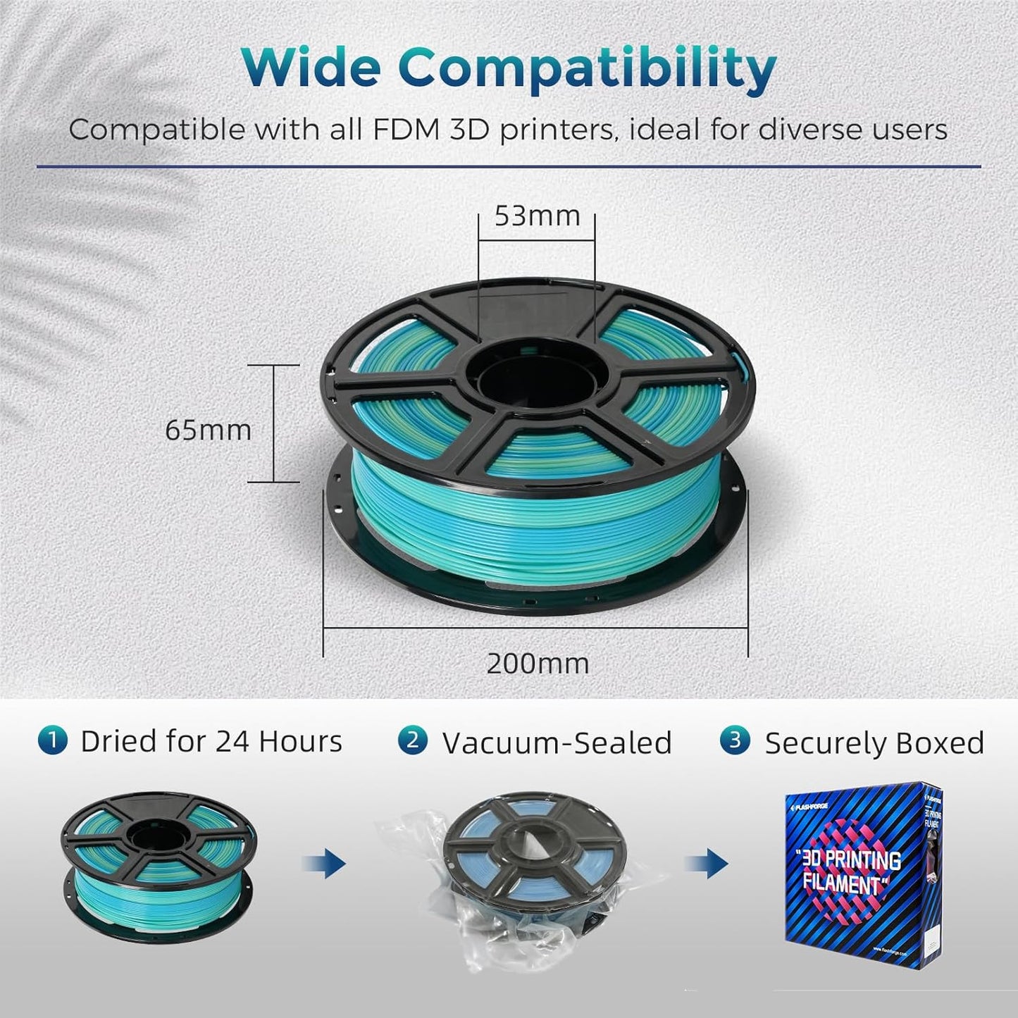 FLASHFORGE PLA Filament 1.75mm +/- 0.02mm Blue to Yellow Gradient, Smooth Color-Changing 3D Printer Filament 1kg (2.2lbs) Spool, 3D Printing Filament Easy to Use and Fits for Most FDM 3D Printers