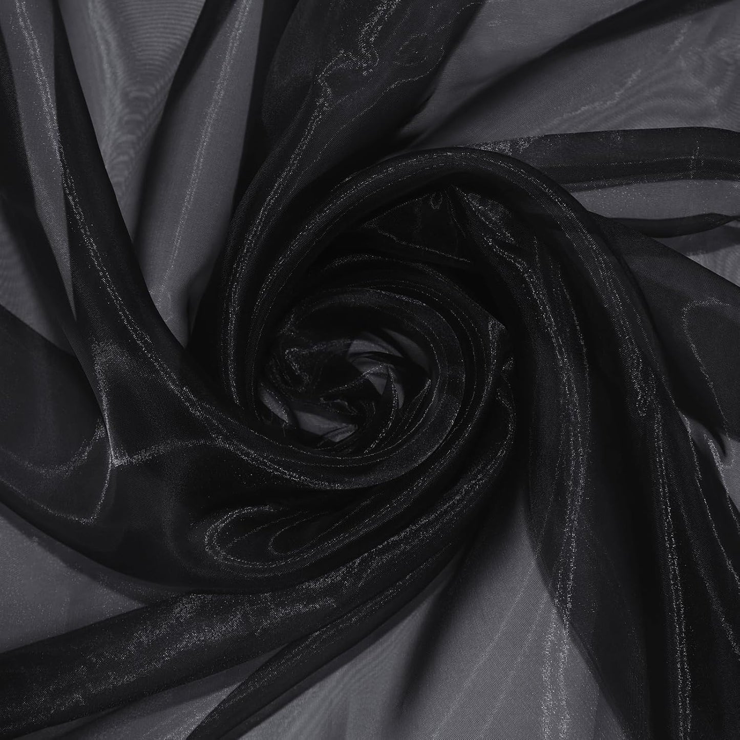 P Pothuiny Sheer Organza Fabric by The Yard, 3 Yards x 60 Inch Wide Bridal Black Organza Tulle Fabric Roll Shiny Gauze Fashion Dress Sewing Craft for Wedding Party Decorations Backdrop