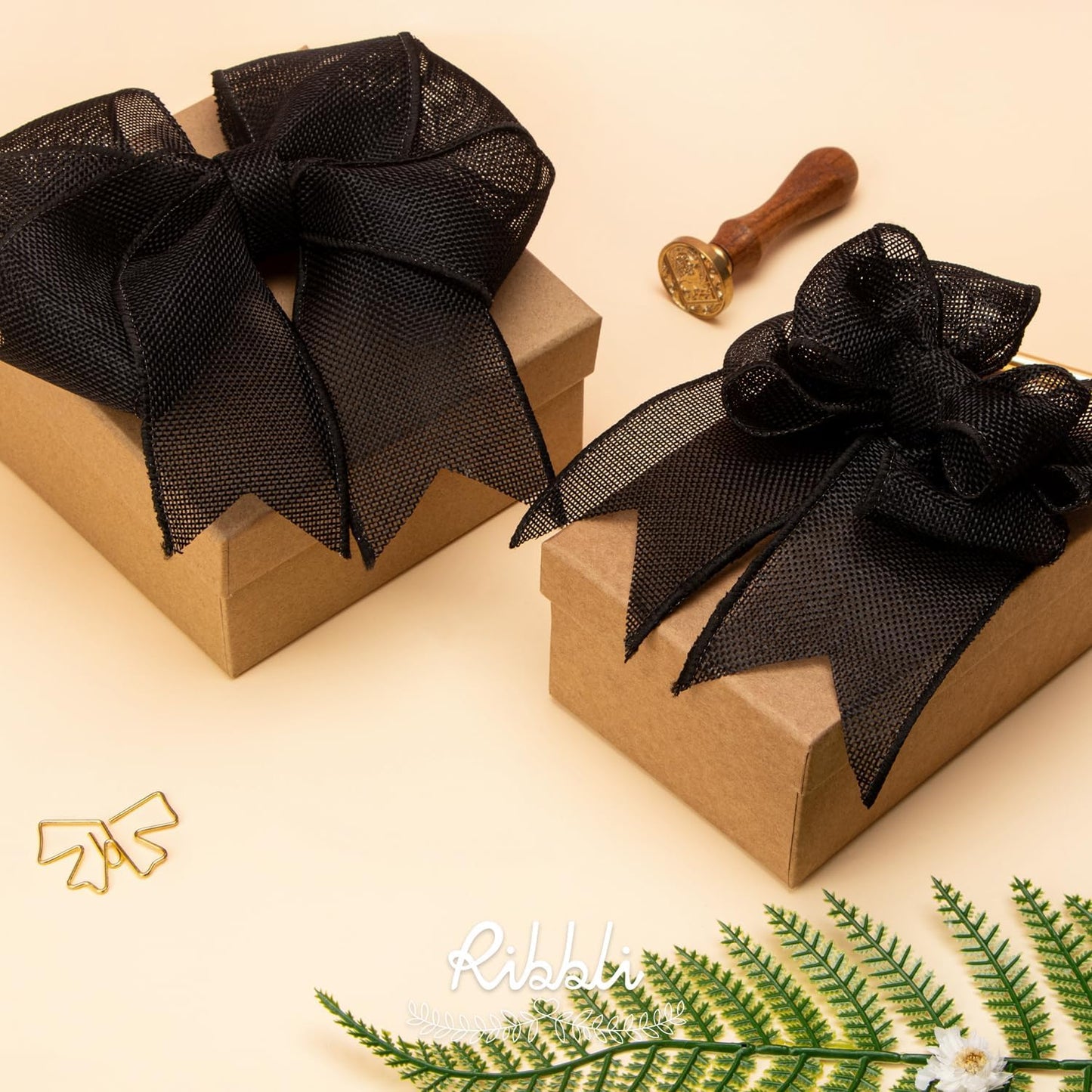 Ribbli Black Burlap Wired Ribbon, 2-1/2” Inch x Continuous 20 Yard, Black Wired Ribbon for Wreaths,Big Bows,Tree Decoration,Outdoor Decoration