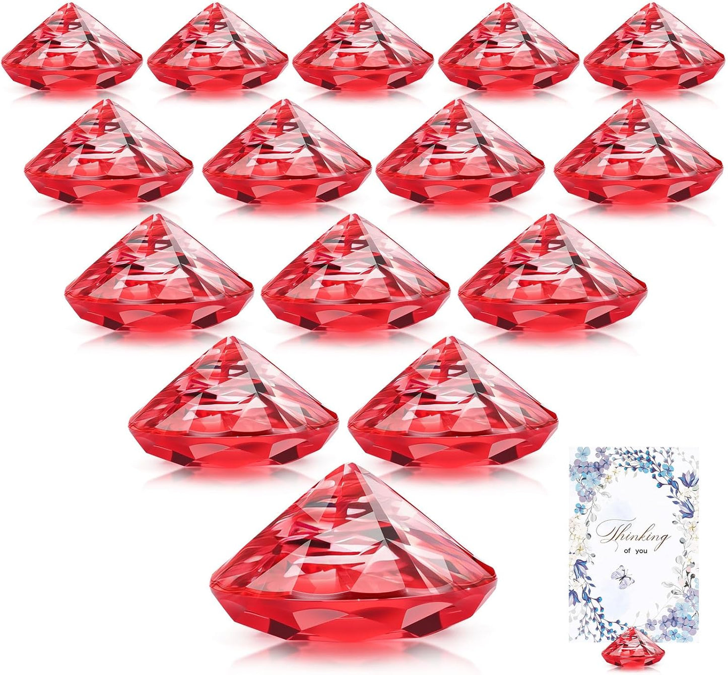 Boao 24 Pack Diamond Place Card Holders Acrylic Table Number Holder Card Stands Crystal Diamond Party Decorations Favor for Weddings Home Table(Red)