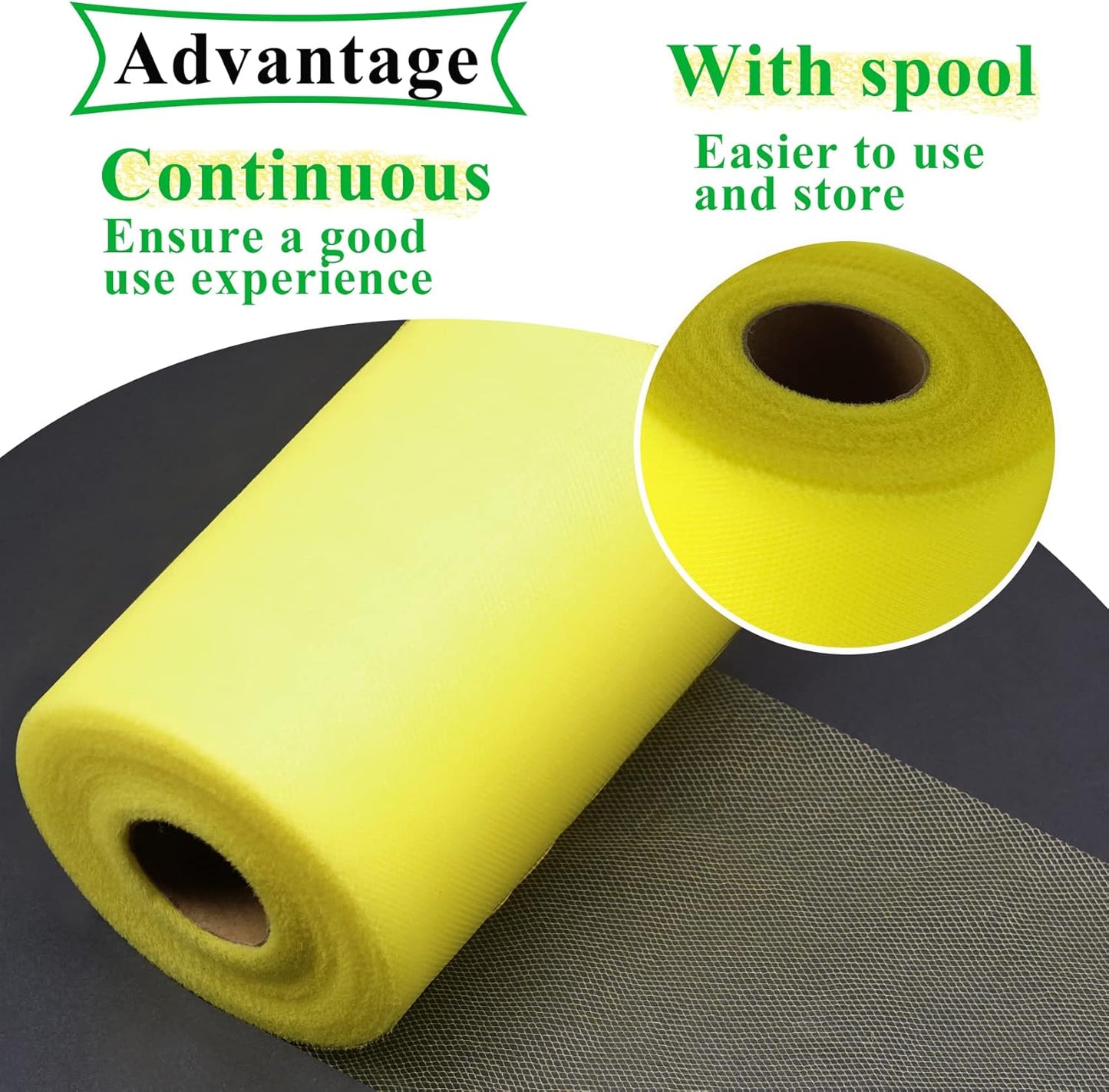 Yellow Tulle Fabric Rolls 6 Inch by 100 Yards (300 feet) Fabric Spool Tulle Ribbon for DIY Yellow Tutu Bow Baby Shower Birthday Party Wedding Halloween Decorations Christmas Craft Supplies