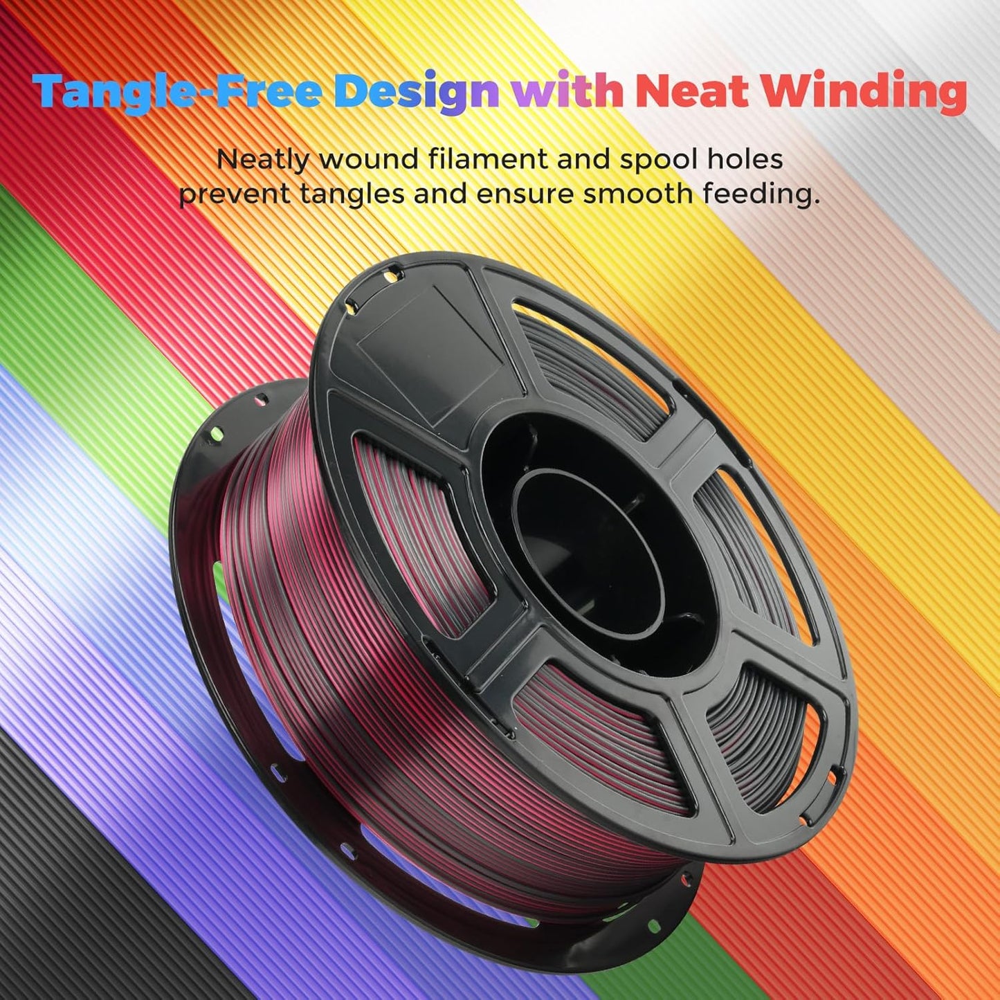 FLASHFORGE Silk Dual Color Filament, Black and Red 2 in 1 Coextrusion Silk PLA Filament 1.75mm, 3D Printer Filament Color Change 1kg(2.2lbs) Spool, Dimensional Accuracy +/- 0.02mm