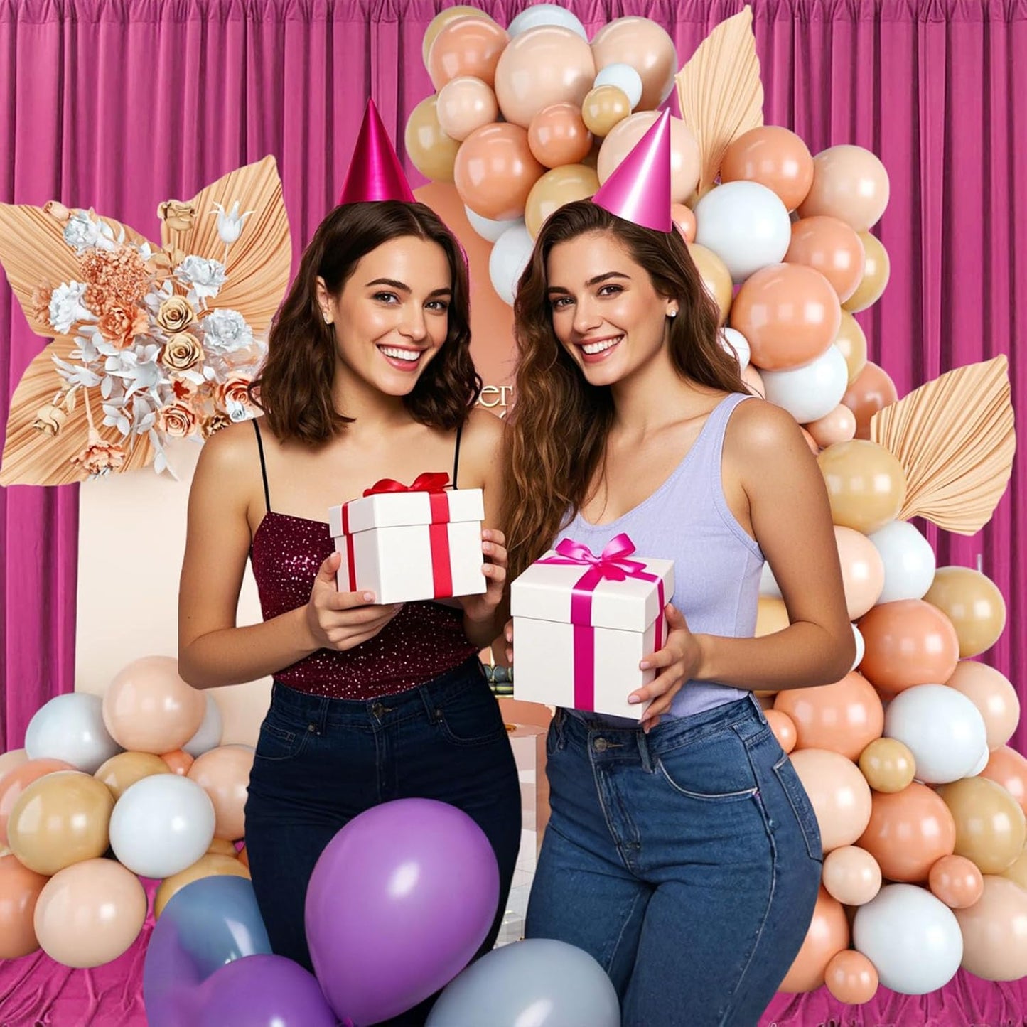 10ft x 10ft Fuchsia Backdrop Curtains for Parties, Fabric Satin Background Curtain with Rod Pockets for Weddings, Birthday, Baby Shower, Photography, Graduation Party Backdrop Drapes, 2 Panels