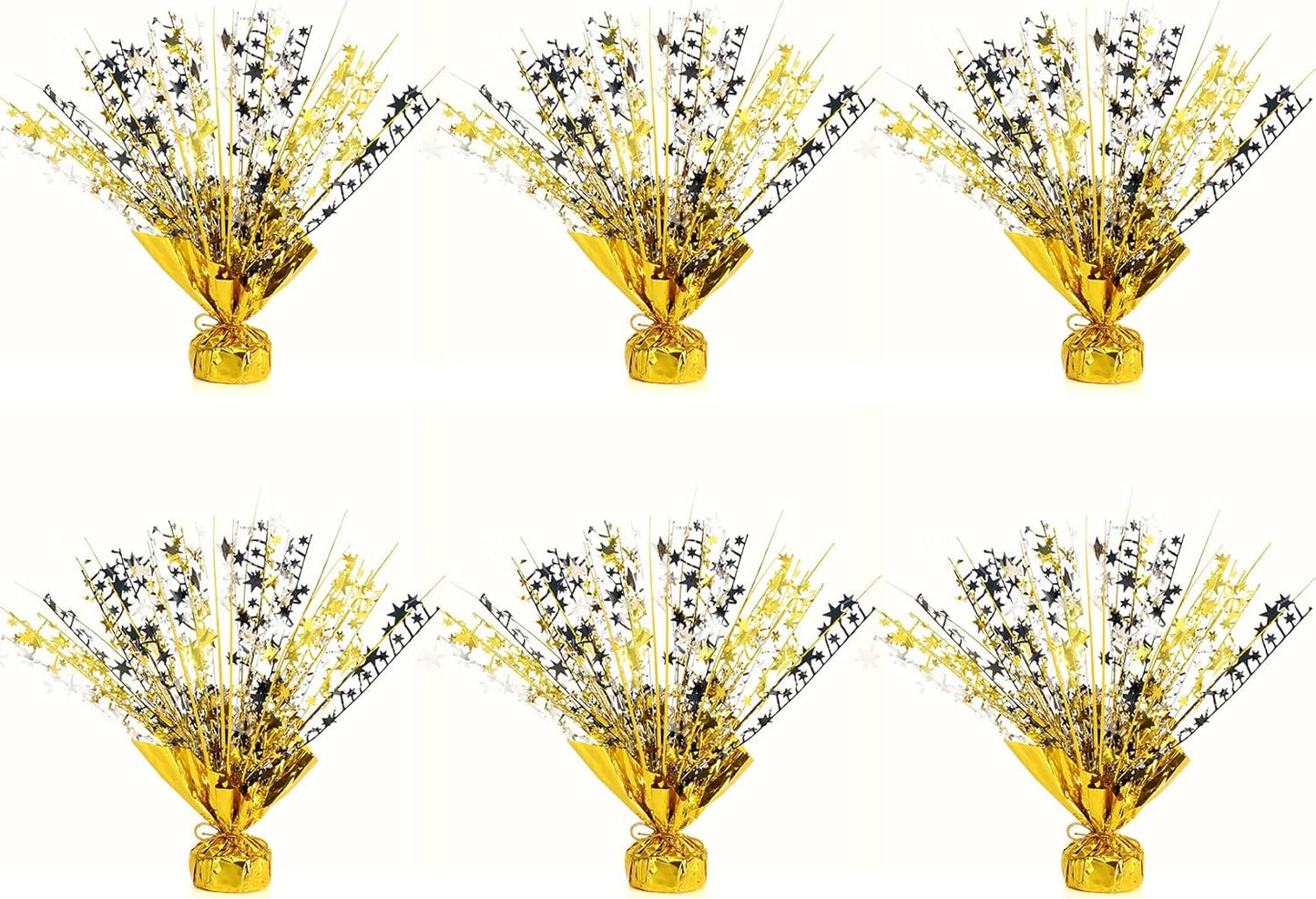 6 Pack Star Table Centerpieces for Party, Birthday Table Decorations for Kids Adults, Party Centerpieces for Tables for Wedding Baby Shower Graduation Holiday Event (Gold Silver Black)