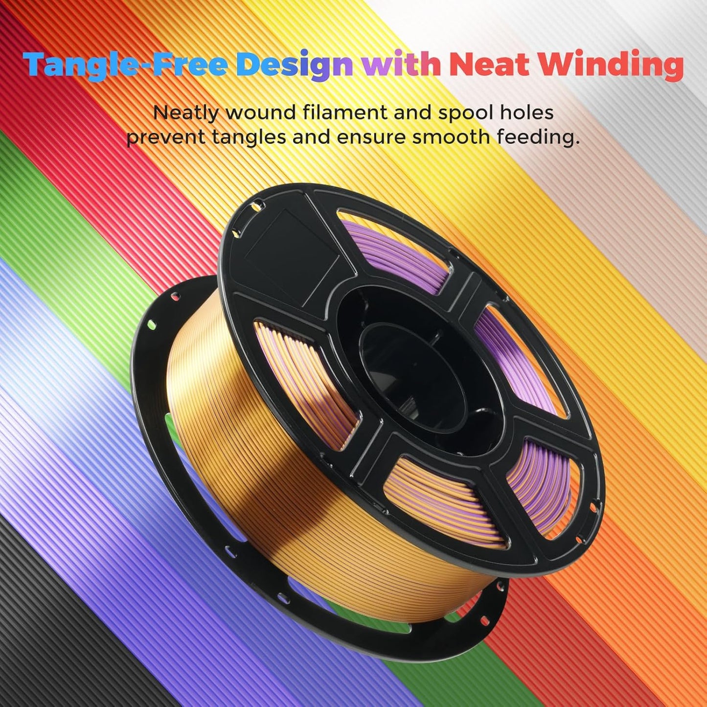 FLASHFORGE Silk Tri-Color Filament, Purple, Gold and Black 3 in 1 Coextrusion Silk PLA Filament 1.75mm, 3D Printer Filament Color Change 1kg(2.2lbs) Spool, Dimensional Accuracy +/- 0.02mm